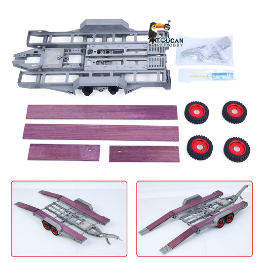 JDM-228 1/14 Metal Extendable Multifunction Gooseneck Trailer KIT for JDMODEL RC Hydraulic Excavator LR920 LR914 ZW370 Loader