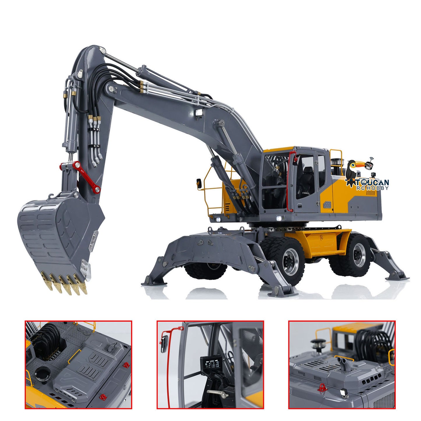 1/14 LESU RC Hydraulic Excavator Aoue ET30H Wheeled Digger Assembled and Painted Model Light System Pump Valve