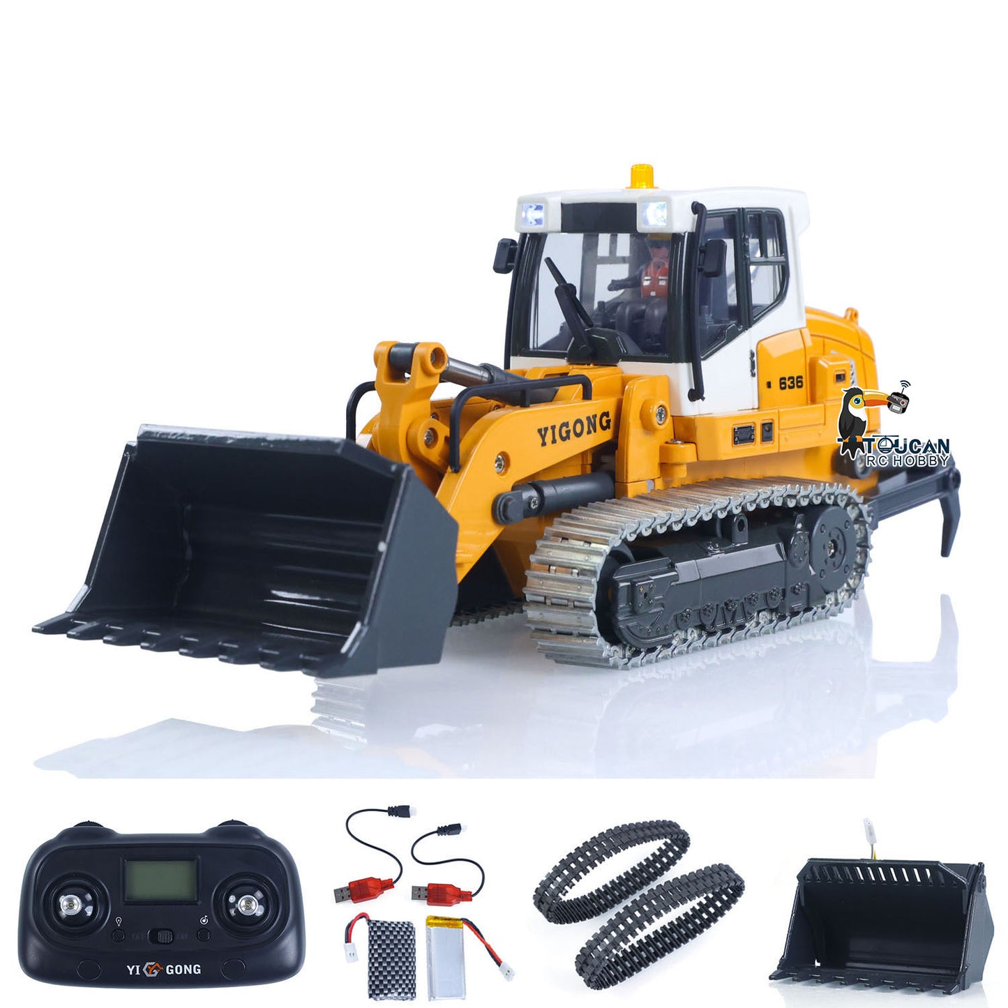 US STOCK 1:50 RC Electric Lifting Tracked Loader LR636 2.4G Construction Vehicle Metal Bucket Tracks Ripper RTR Model Light Sound Battery