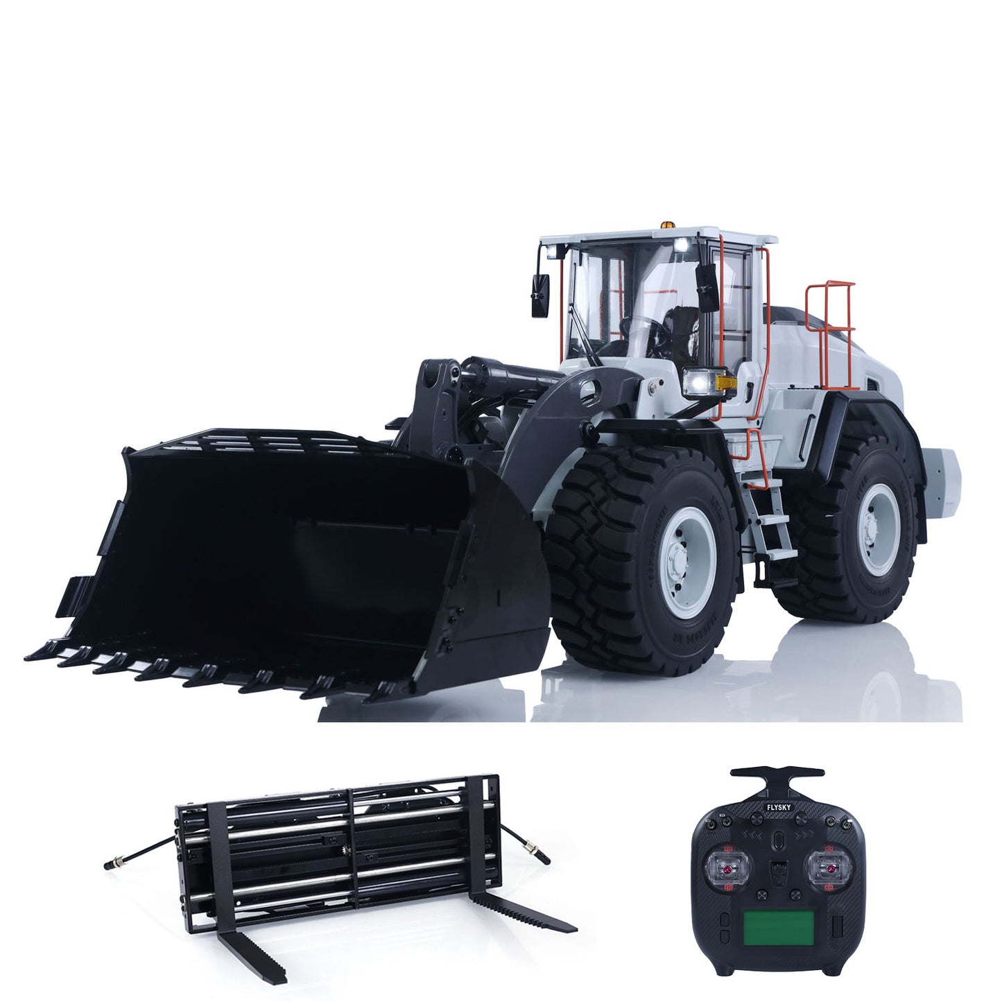 MTRC Metal 1/14 RC Hydraulic Loader E260L 5CH Valves Remote Control Engineering Vehicles Axle Locks Quick Coupler Lights Sounds Assembled Painted