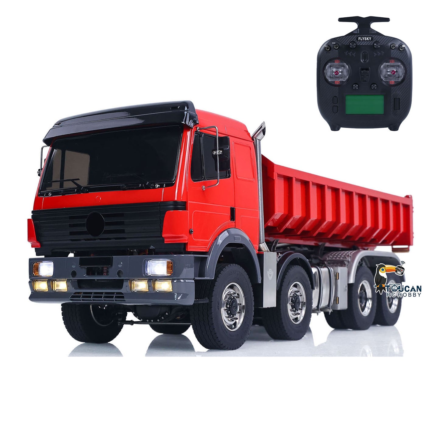 1/14 Metal RC Dump Truck 1838 8X8 Roll On Off Dumper Hydraulic Tipper Car 2-Way Valve 3-Speed Gearbox Differential Locks Light Sound