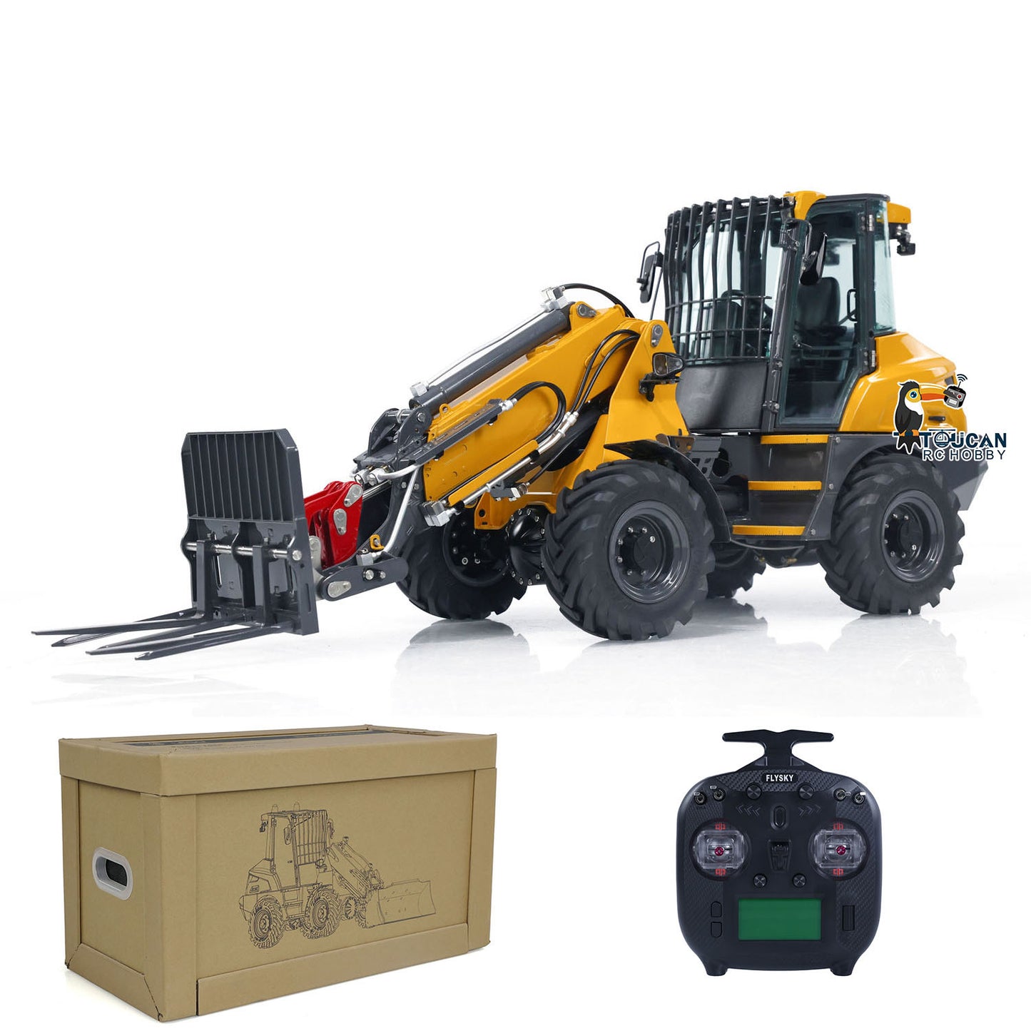 LESU AT1050 1/14 Hydraulic RC Fork Loader Painted Assembled Car Telescopic Arm Metal Sieve Shovel Rake Bucket Fork Gripper