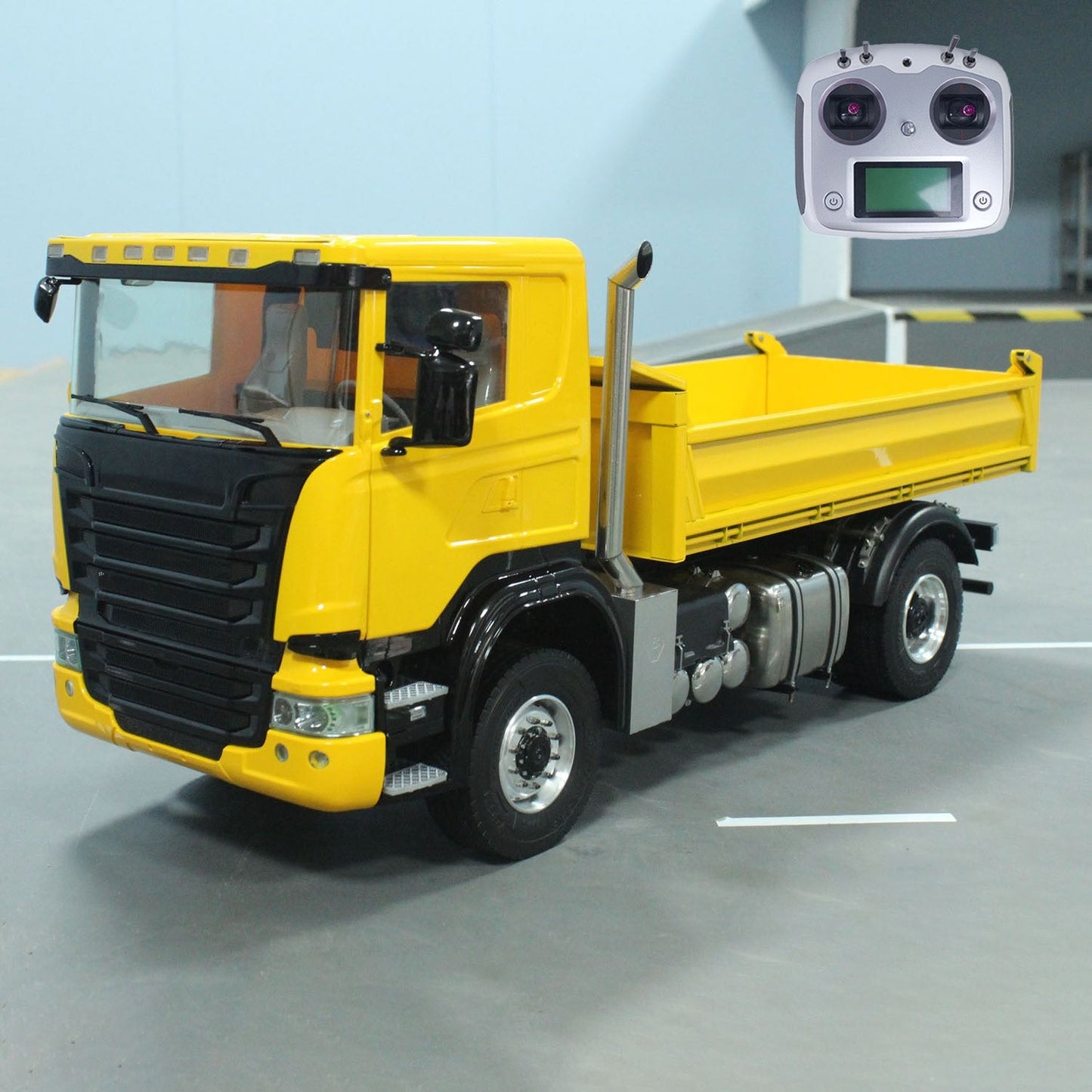 1/14 4*4 RC Hydraulic Dumper Car Remote Control Dump Truck Metal Tipper Electric Model FlySky I6S with 3-speed Transmission