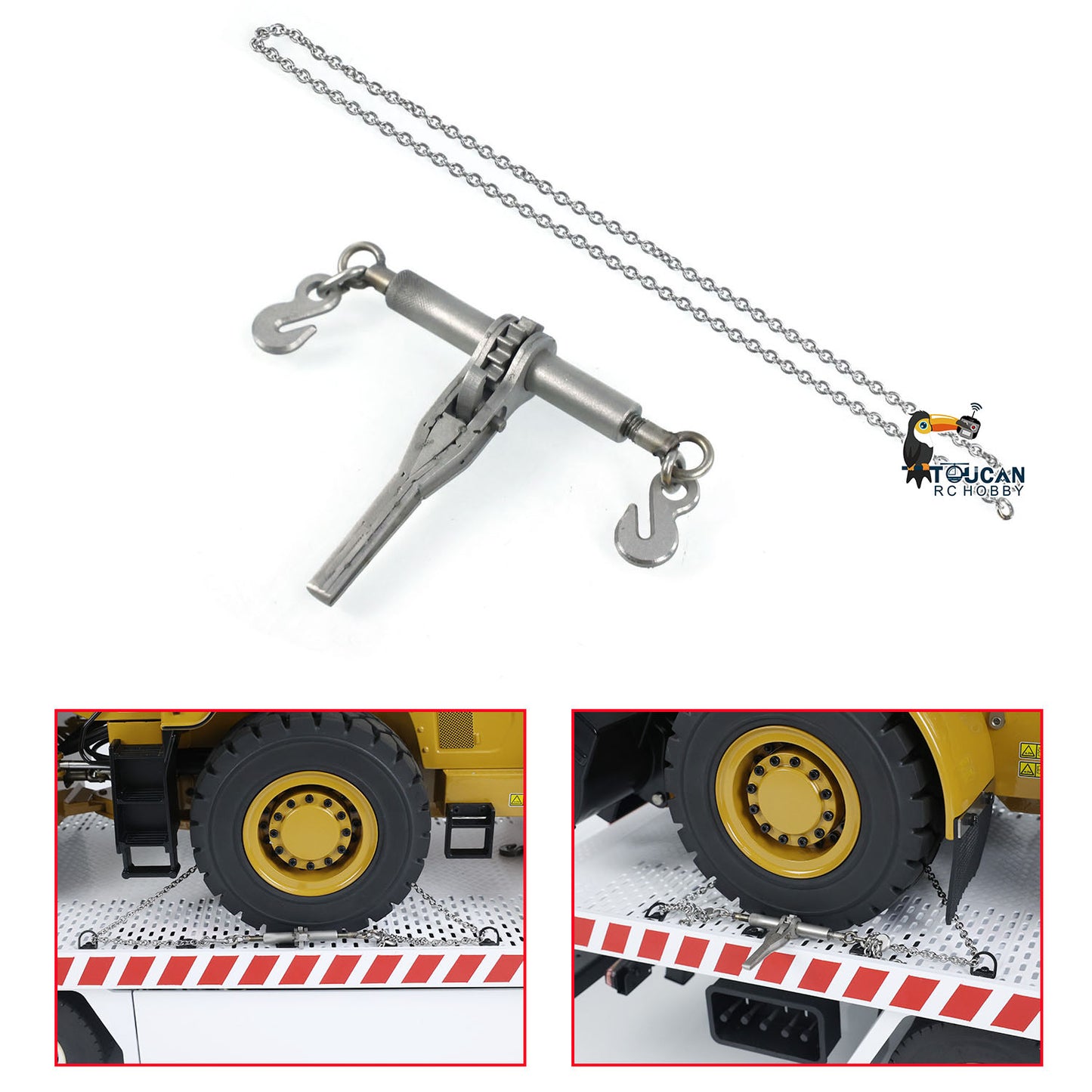 Metal Ratchet Binders Transport Chains for 1/14 RC Truck Engineering Vehicles Hydraulic Loader Excavator Mining Car Model