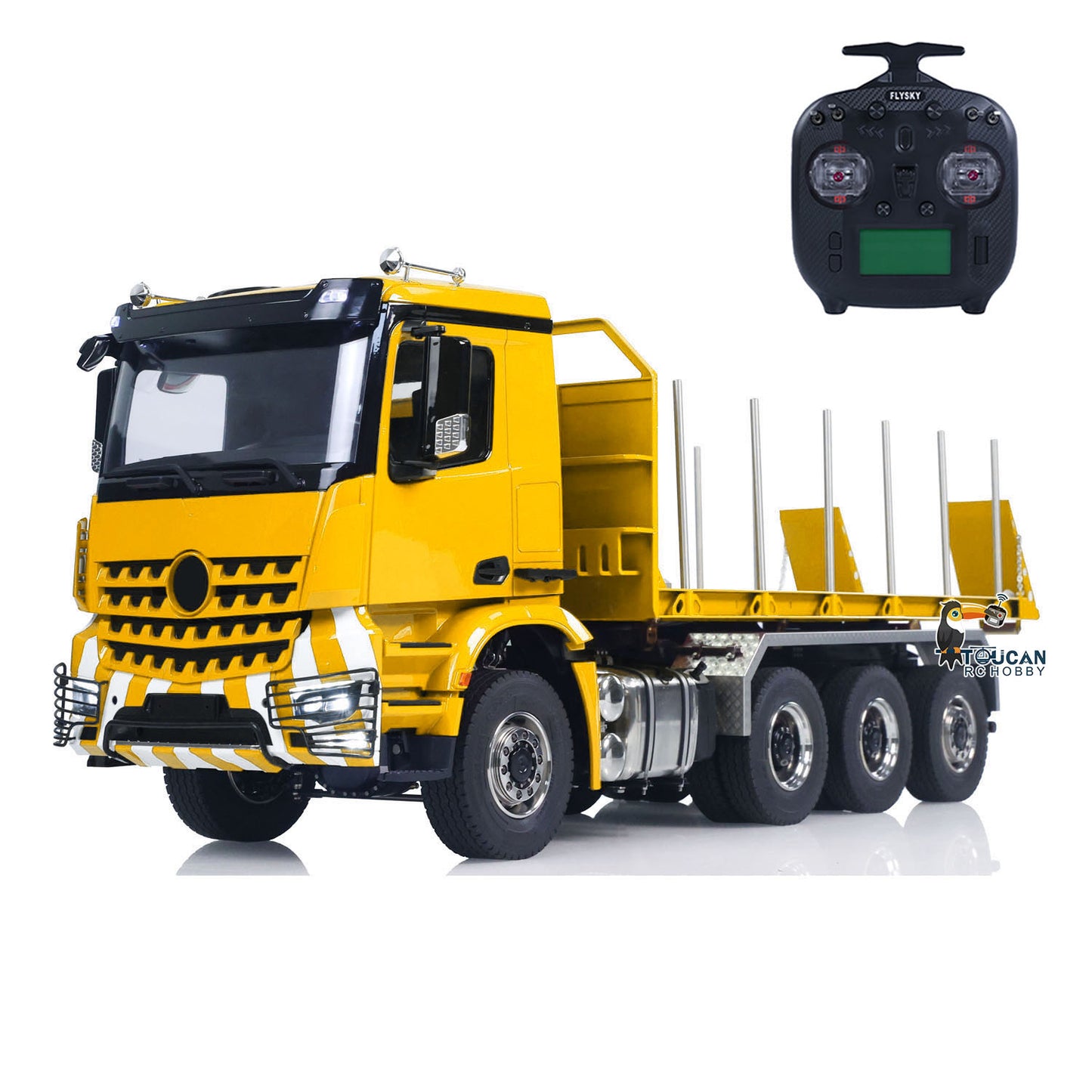 1/14 8x8 RC Hydraulic Dumper Car Roll On Full Dump Rear Axle Steering with U-shaped High Short Standard Bucket Timber Flatbed