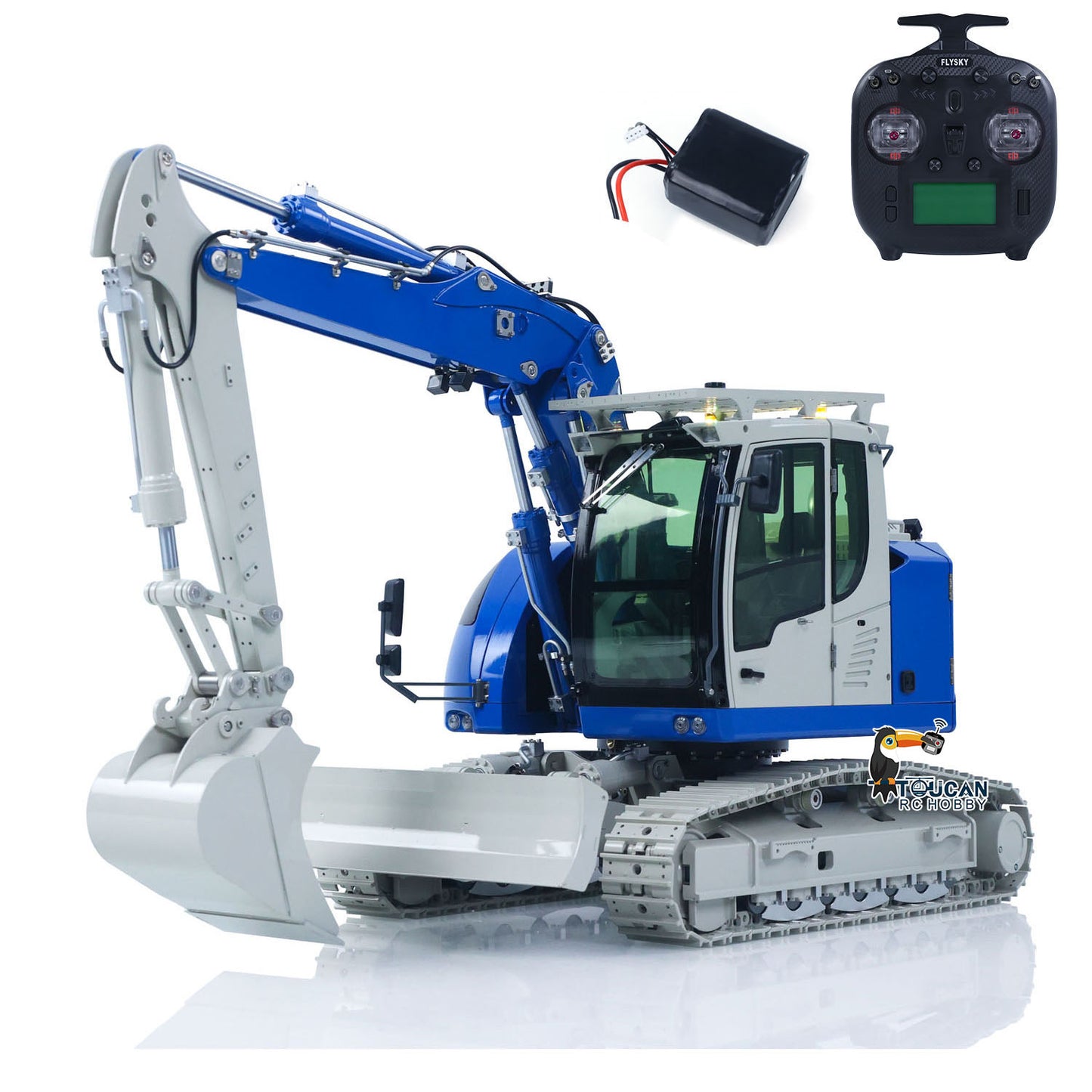 CNC Metal 1/14 RC Hydraulic Excavator CUT Model 914 5CH Valve 3 Arms Remote Control Digger Manual Quick Release Coupler