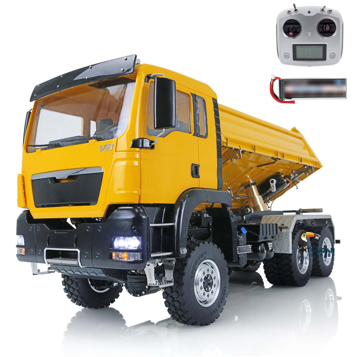 LESU TGS 3-way Metal 1/14 RC Dumper Truck Radio Controlled Hydraulic Tipper Light RTR Battery Ready to Run Painted Assembled Model