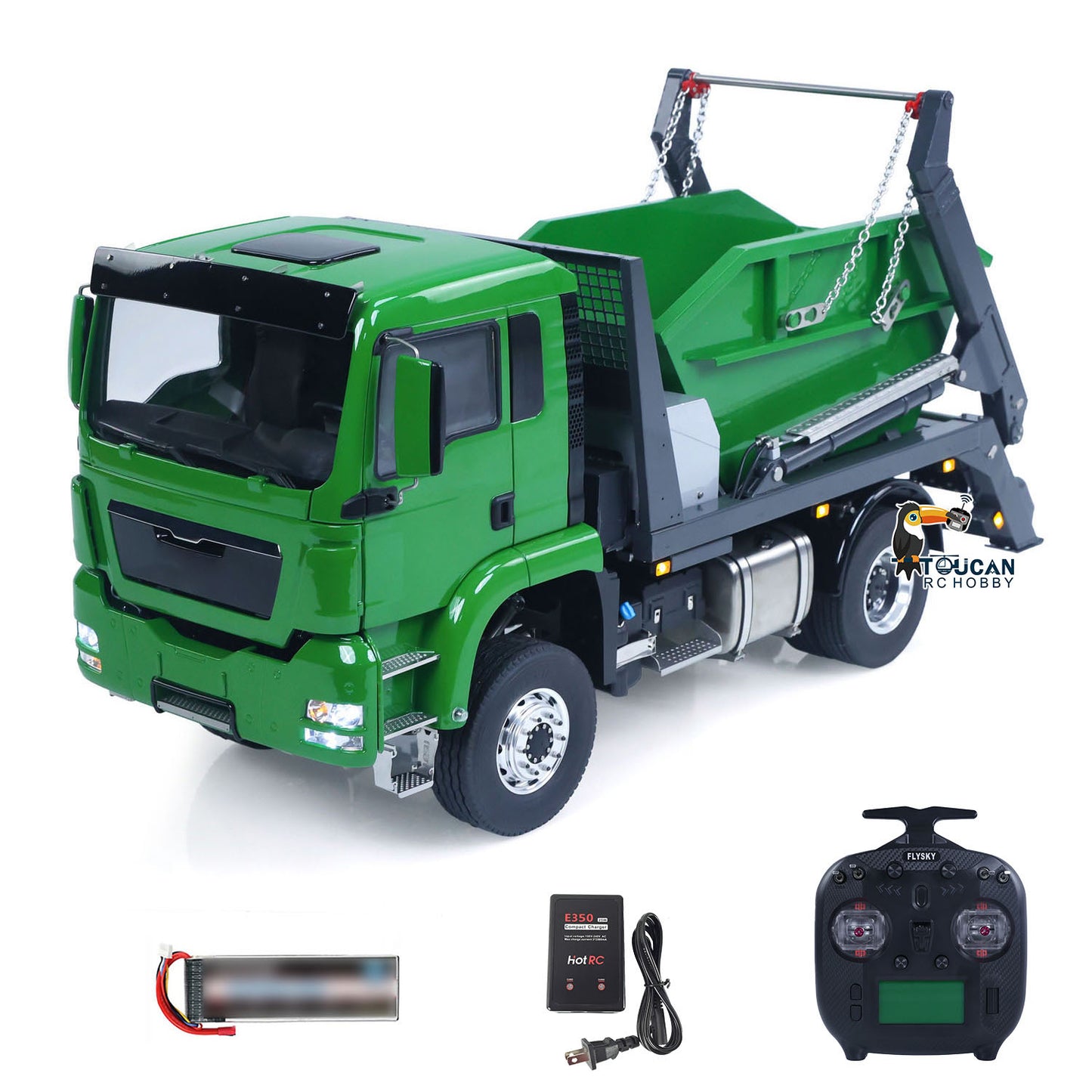 LESU 4X4 1/14 RC Hydraulic Swing Arm Garbage Truck Skip Loader TGS Paintied Car