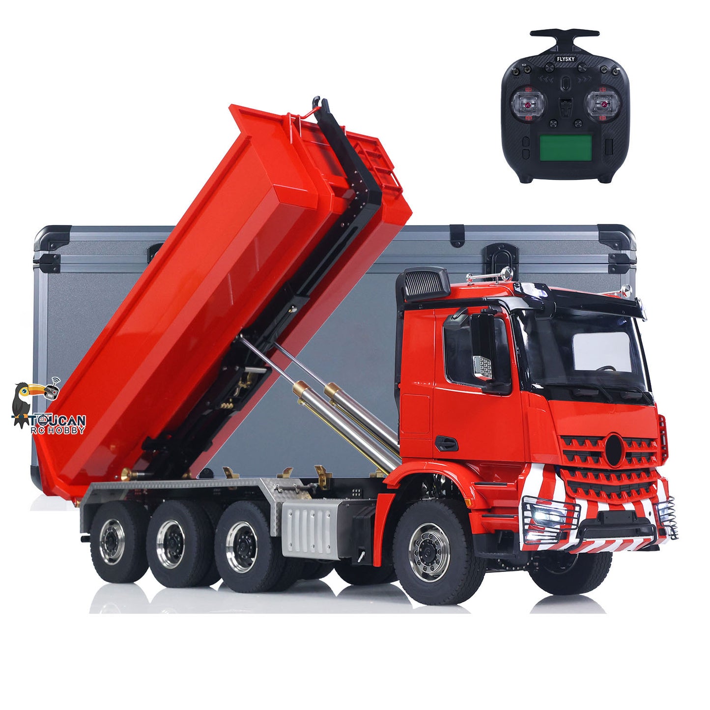 1/14 8x8 RC Hydraulic Roll On Full Dump Truck Remote Control Dumper Car with U-shaped Short Bucket ESC Servo Motor