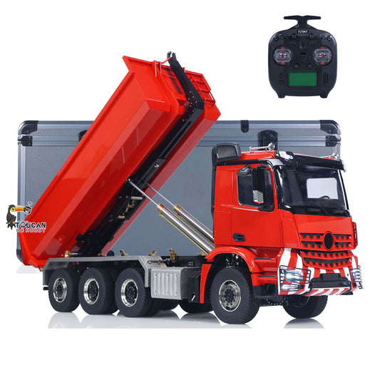 1/14 8x8 RC Hydraulic Roll On Full Dump Truck Remote Control Dumper Car with U-shaped Short Bucket ESC Servo Motor
