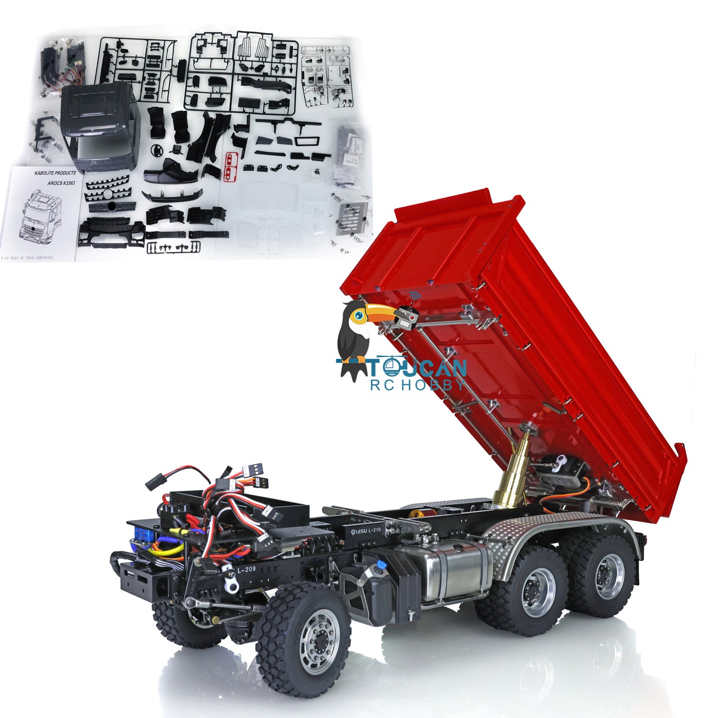 LESU KABOLITE Cabin 3348 6x6 1/14 3Axles Three-way RC Tipper Remote Controlled Dumper DIY Hobby Model Light Sound System