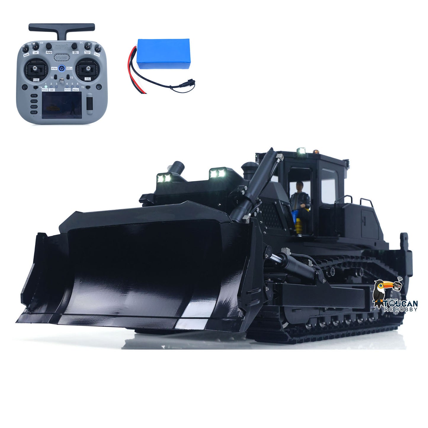 TOUCAN RTR Metal 1/12 Hydraulic Remote Control Bulldozer D155AX RC Dozer Model 7 Way Valve Brushless Motor Radio Master TX15 Battery
