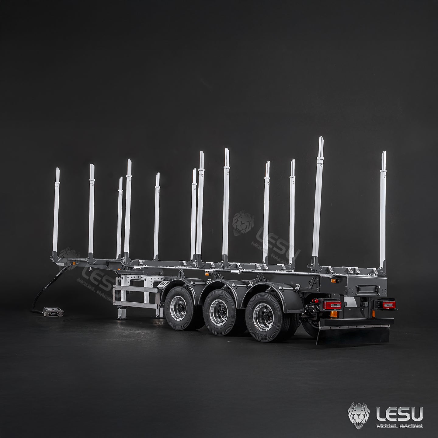 LESU 1/14 Metal Log Semi Trailer RC Wood Transport Car Light Electric Lifting Leg Servo-Controlled Drum Brake for TAMIYA Tractor Truck