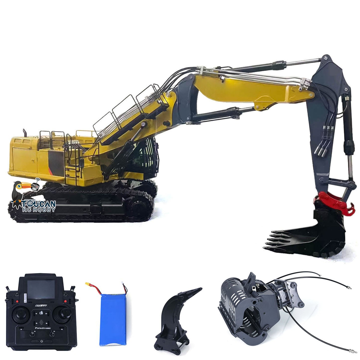 374 UHD 1/14 RC Hydraulic Demolition Excavator 3-section Boom RTR Digger Model Assembled Painted 3-Section Demolition Boom