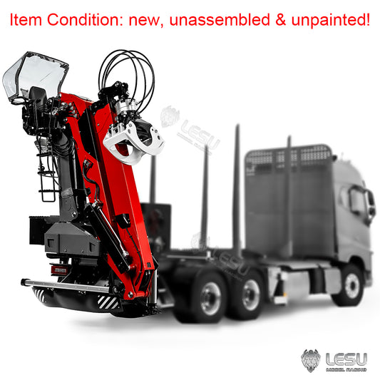 In Stock 1/14 LESU Metal Hydraulic Timber Crane for 1/14 Remote Control Log Trailer Wood Hauling Car Remote Control Tractor Truck DIY Model