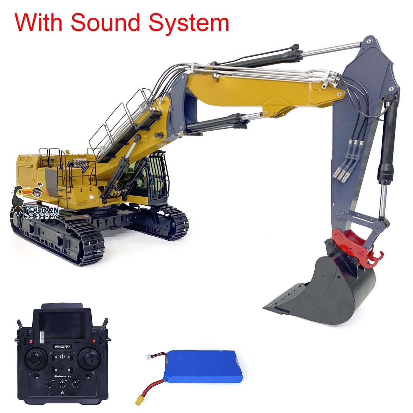 1/14 3 Arms RC Hydraulic Equipment Radio Controlled Excavator Car Model 374F FlySky PL18EV Lite Shovel ESC Servo Motor