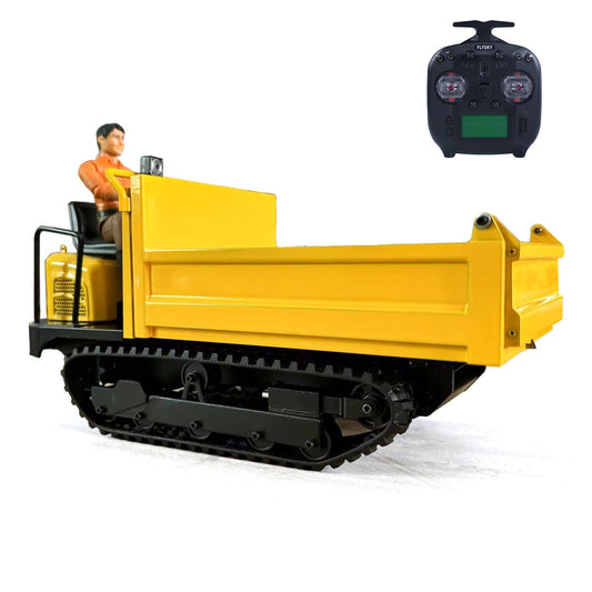 Metal 1/14 Remote Control Hydraulic Tracked Dumper Truck RC Tipper Model Construction Machine Light Battery Flysky Radio