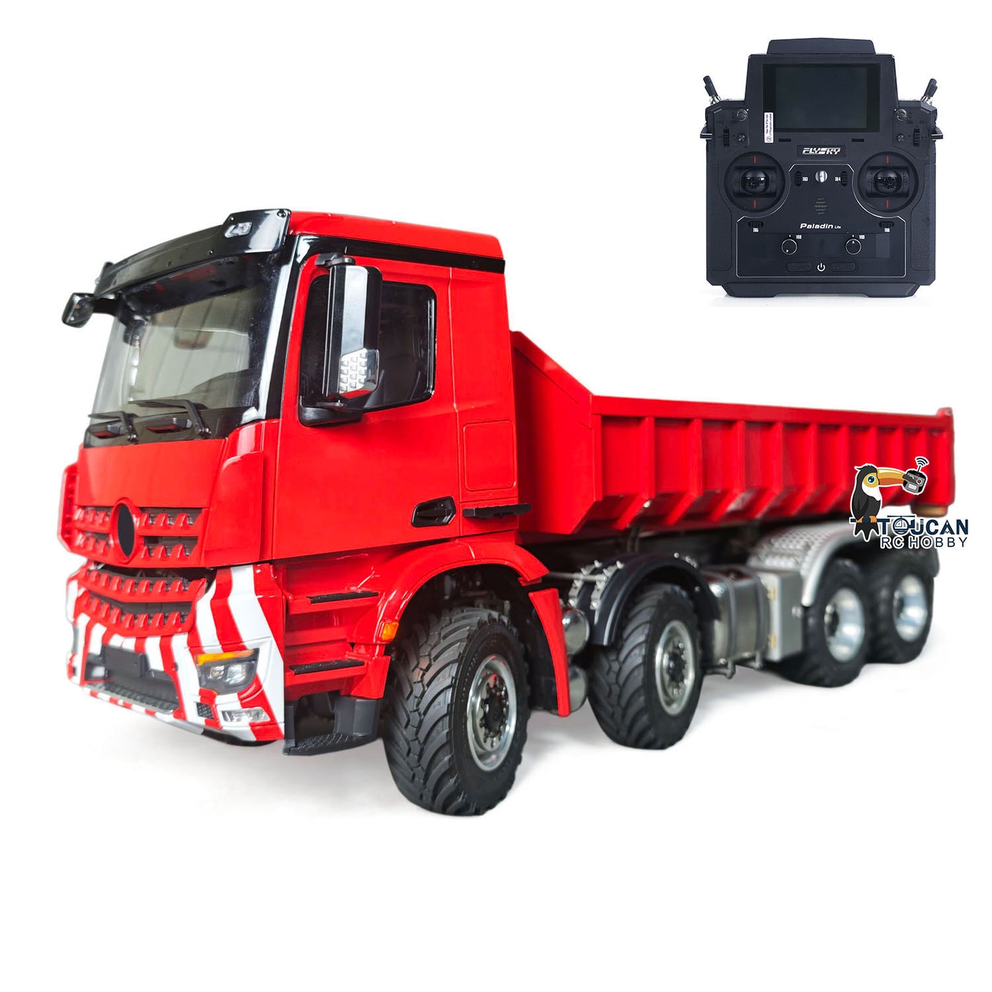 1/14 Remote Control Hydraulic Roll On Off Dumper 3 Valves 8*8 RC Full Tipper 3Speed Gearbox Light Sound System No Battery
