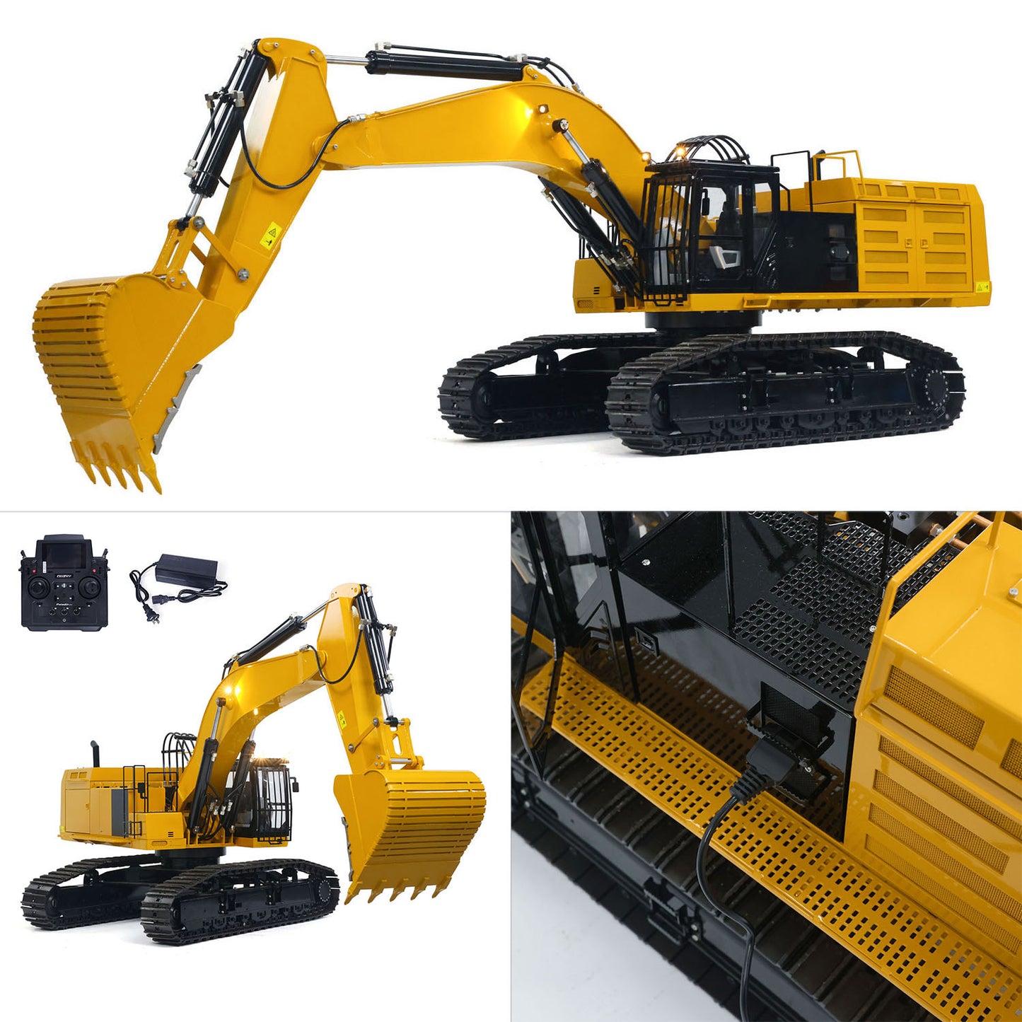 1/8 Metal Remote Control Hydraulic Excavator 390F Heavy Duty 3CH Valves RC Construction Vehicle Models Flysky PL18EV Radio Engineering Machine