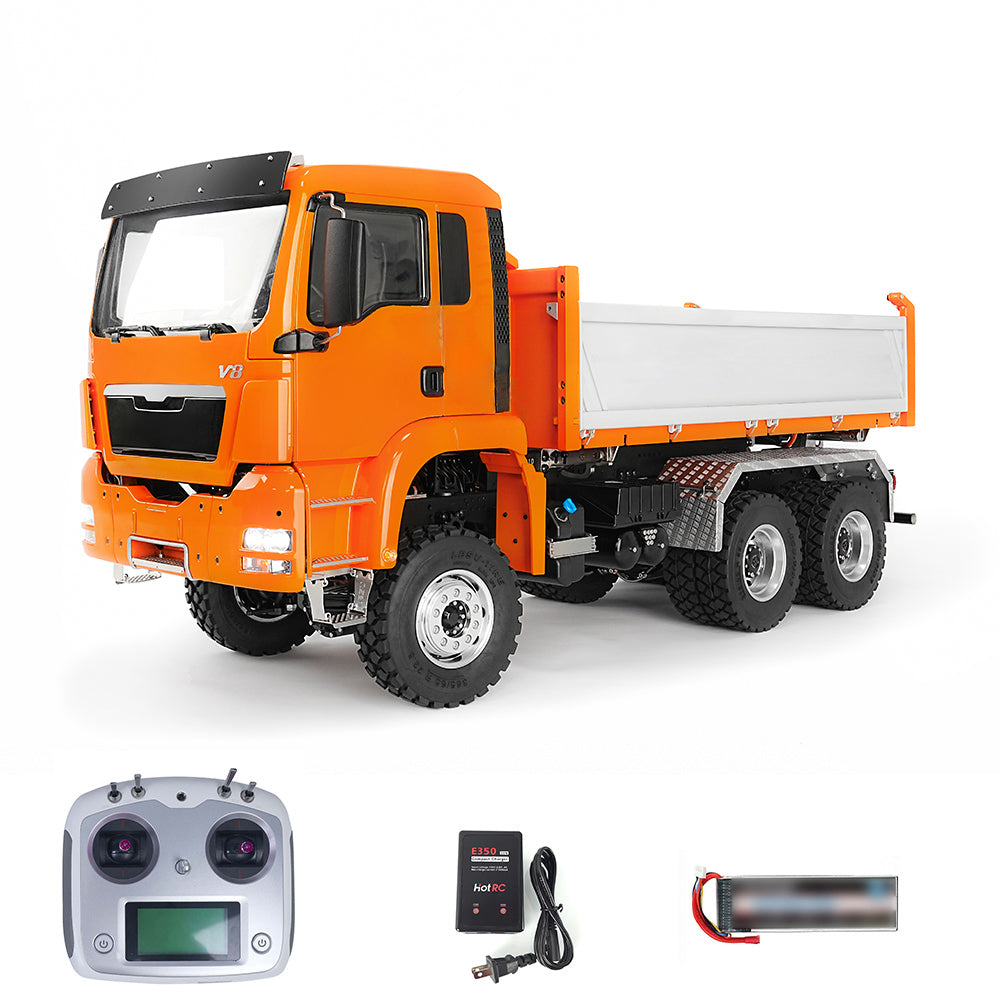 LESU TGS 1/14 RC Hydraulic Dump Truck 6x6 Metal Remote Control Dumper Car Model Three-Way Dumping Emulated Tipper Hobby Models