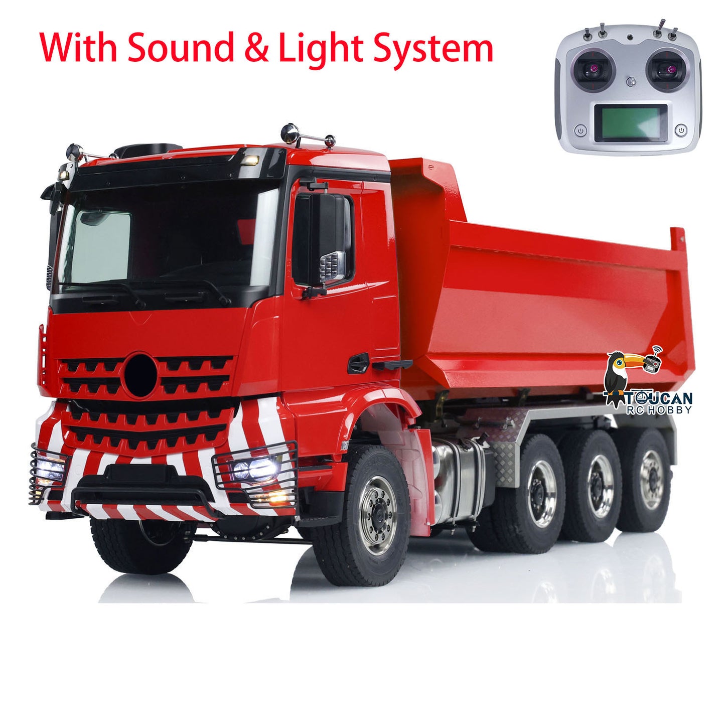 1/14 8*8 Hydraulic RC Full Dump Truck Radio Control Tipper Car with U-shaped High Bucket 3-speed Light Sound System