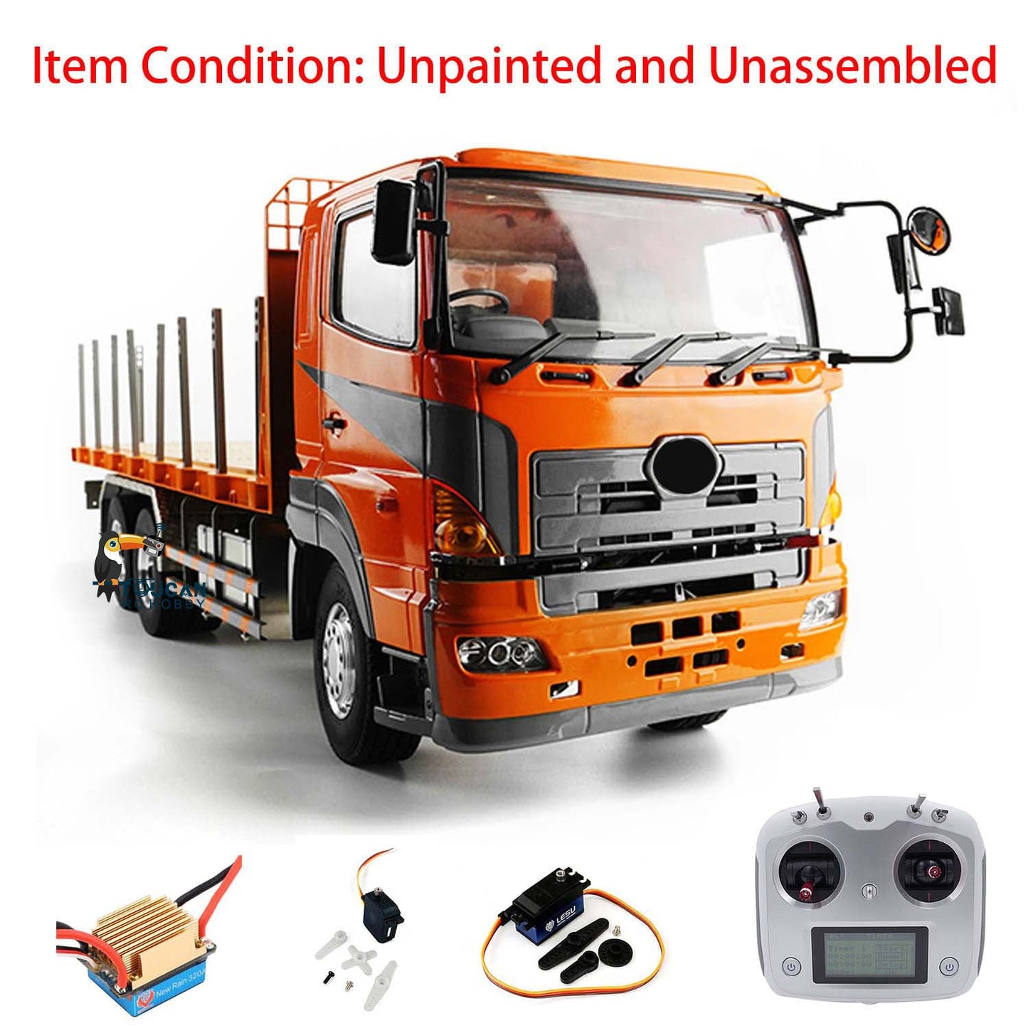 LESU 1/14 6x4 RC Lorry Model Flatbed Car Radio Control Tractor TruckESC Motor for TAMITA Trailer Remote Controlled Transport Vehicles