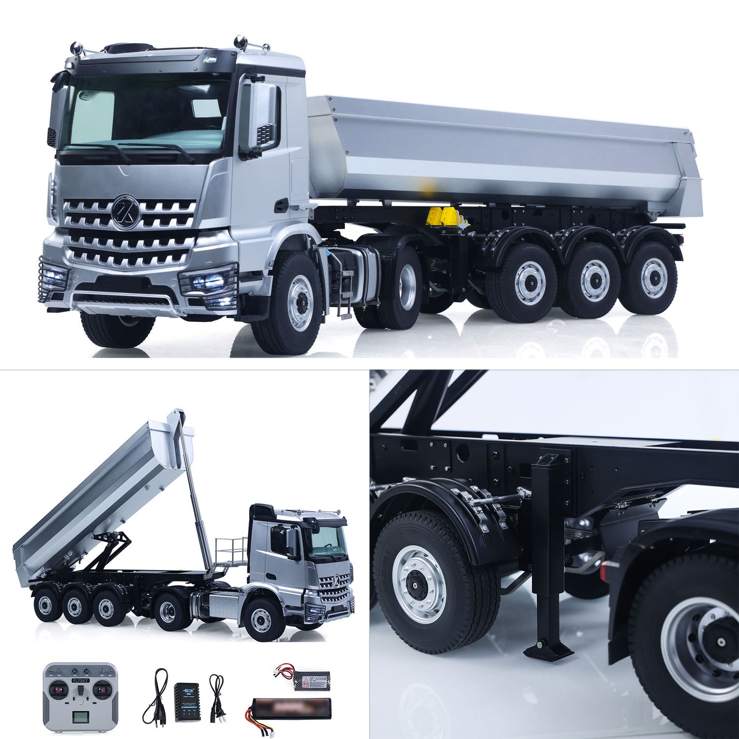 Fast Shipping Kabolite RTR Car 1/14 4X4 RC Tractor Truck 3Axles Electric Lifting Dump Trialer