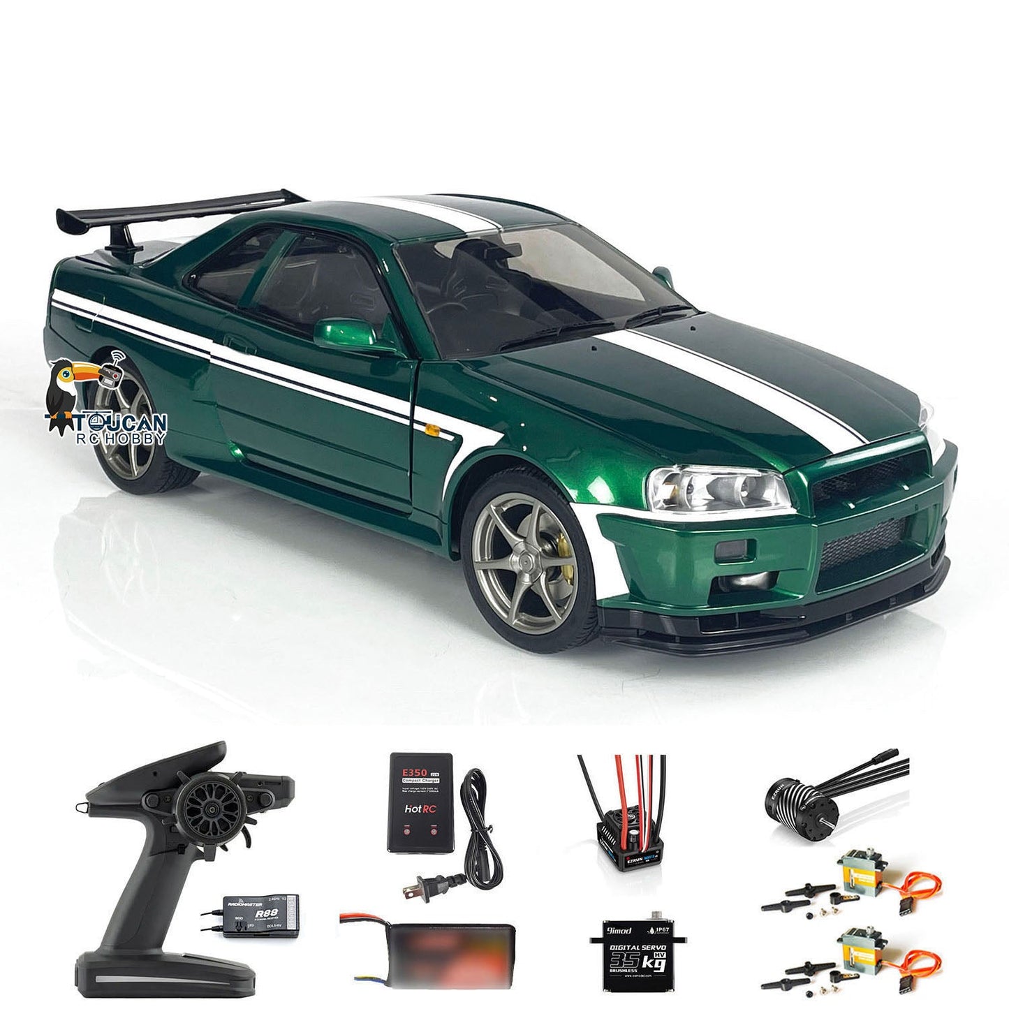 Capo 1/8 4x4 R34 4WD RC Roadster Racing Car Metal Radio Control Drift Vehicle RTR High Speed with Top Quality Customized Painting