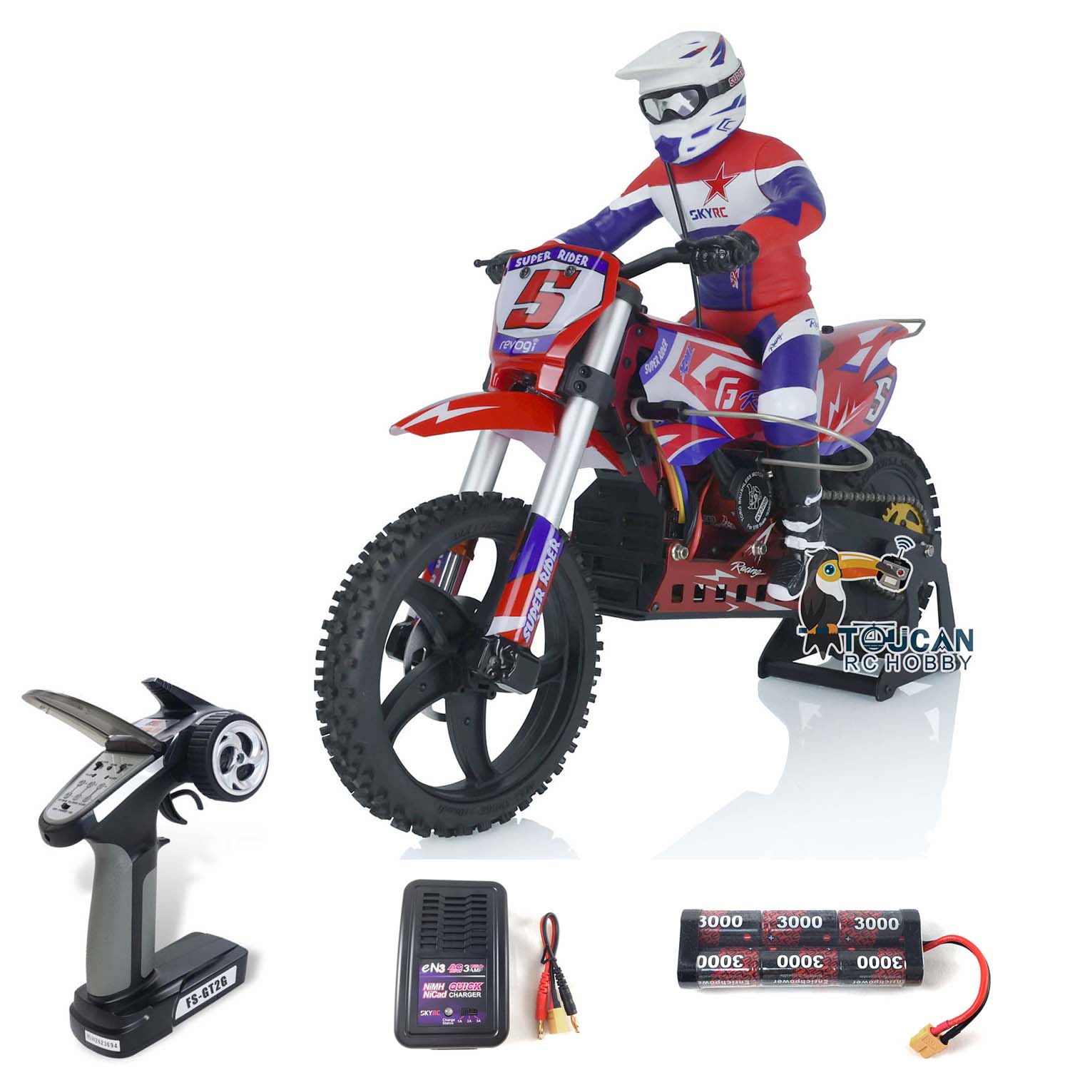 USSTOCKSecondHandSkyrcSuperRiderSR51/4ScaleRedRTRRCMotorBikeModelBalanceBattery