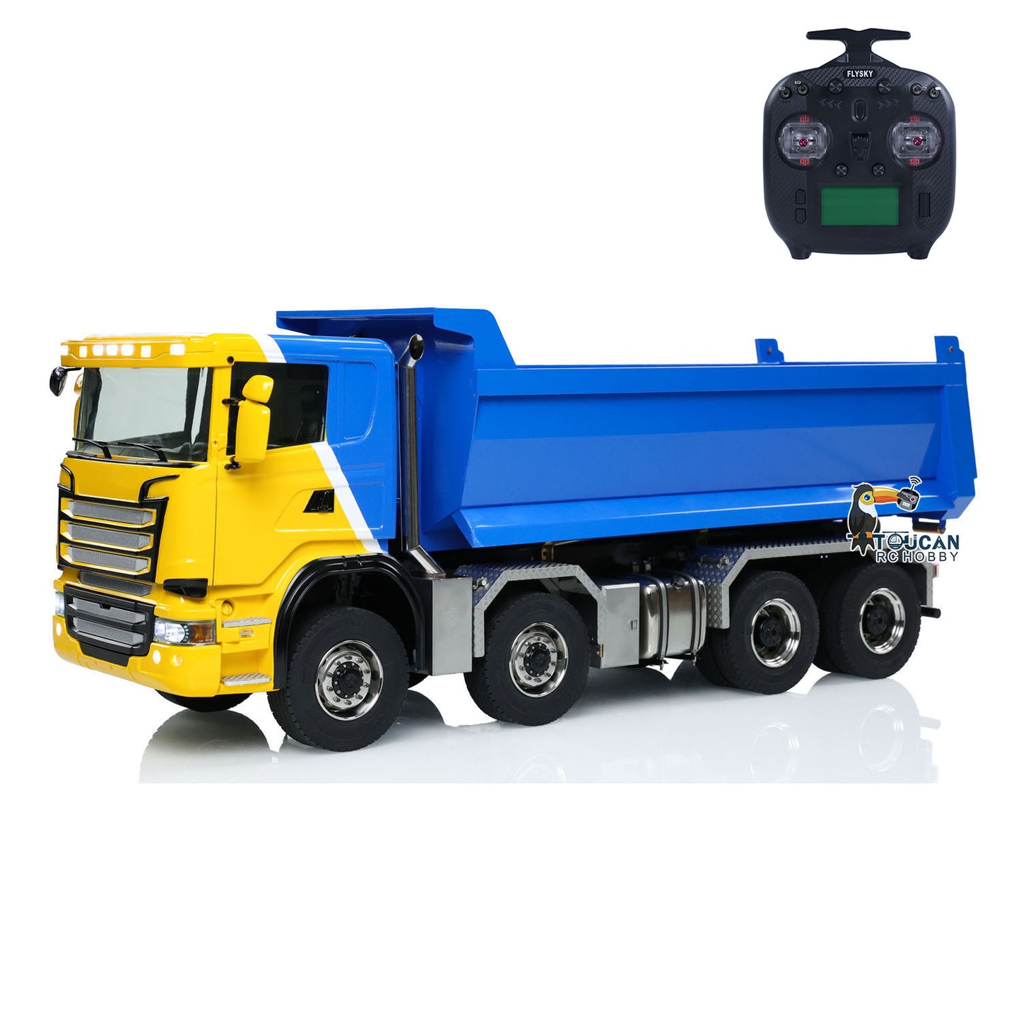 Metal 1/14 Hydraulic RC Dump Truck 8x8 Full Tipper Differential Lock Axles 3Speed Gearbox Wheel Hub Reduction Flysky Radio