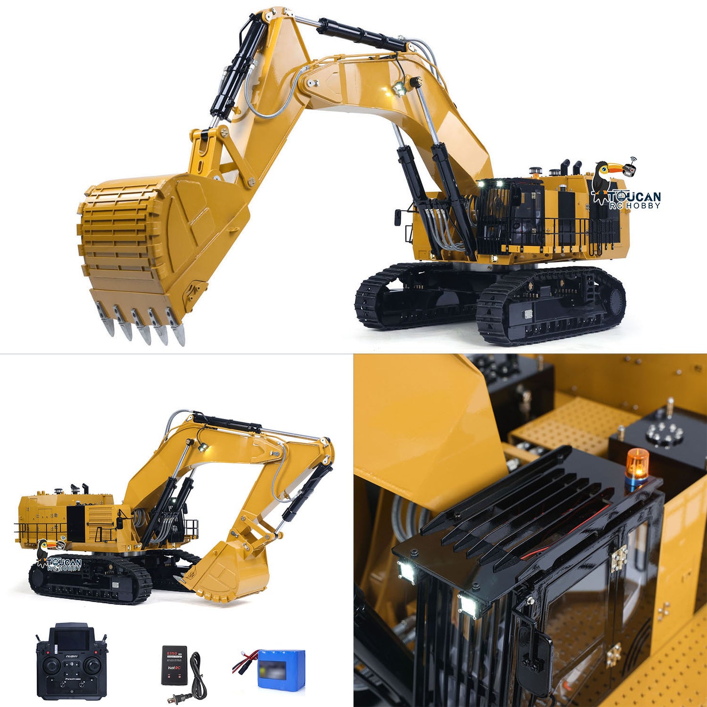 RTR 1/14 Hydraulic RC Excavator 6015B Metal Remote Control Digger Heavy Duty Model Construction Vehicle Flysky PL18EV Lite