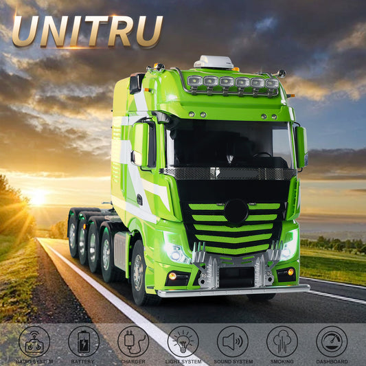 Unitru-01 3363 1/14 RC Tractor Truck Remote Control Lorry Car 10*10 Metal Chassis Smoke ST8 Radio Differential Lock RTR Light