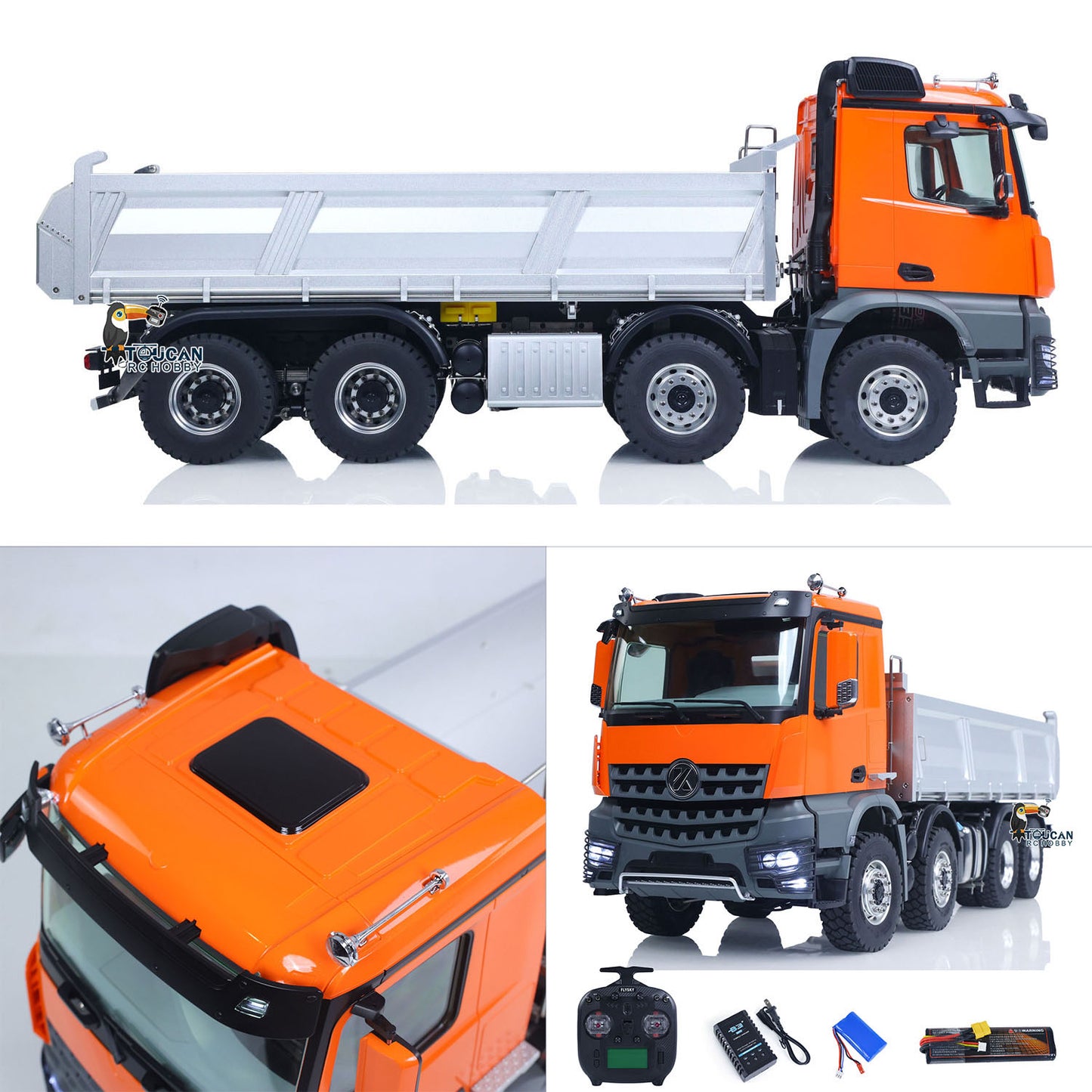 1/14 Kabolite K3367 8x8 Metal Hydraulic RC Tipper Remote Control Dump Truck Sonud Light 2Speed Model Battery ST8 Radio Axle Lock