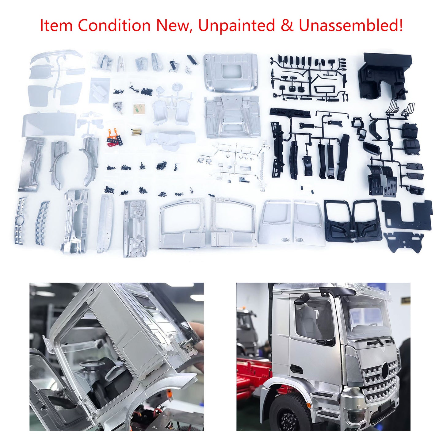 1/14 Unpainted BZ Metal Cabin Kits for RC Tractor Truck Remote Control Dumper Tipper Openable Door No Light System DIY Model