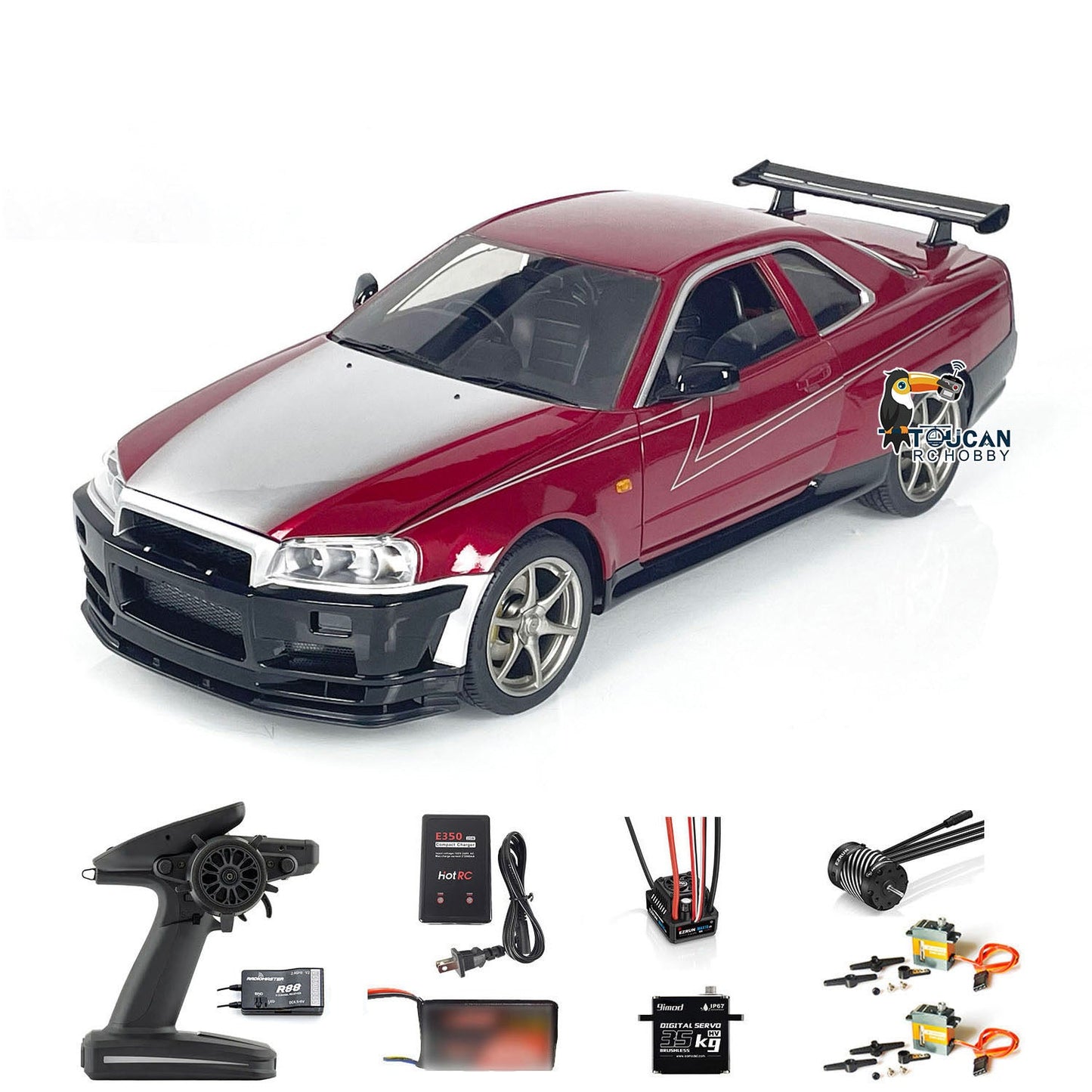 Capo R34 4*4 1/8 Metal RC Roadster Cars Remote Control Drift Racing Vehicle Model Upgraded Version Brushless Motor Light System