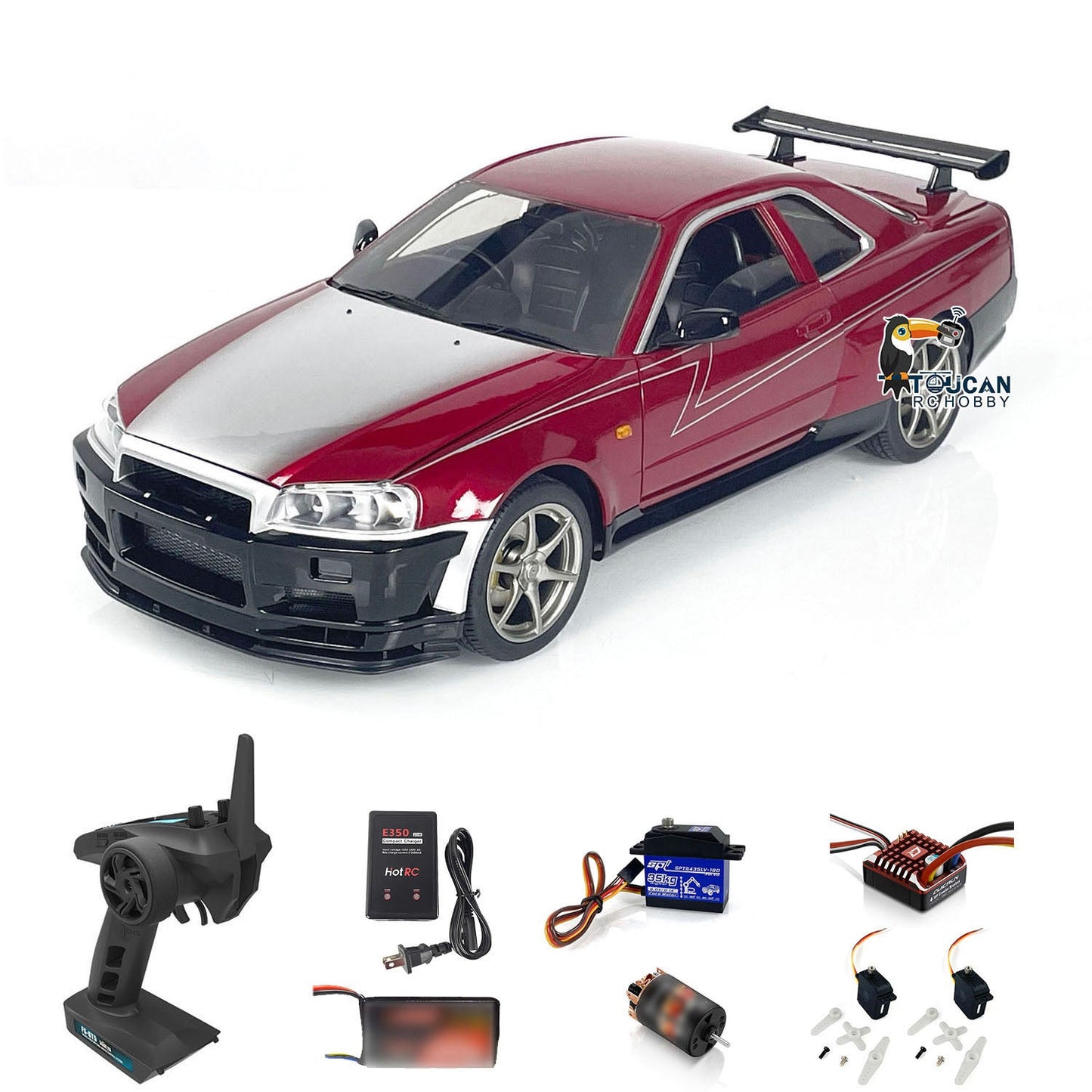 1:8 Capo 4x4 R34 4WD High-speed RC Roadster Radio Control Drift Car RTR Electric DIY Model 2-Speed Transmission RC Hobby Model