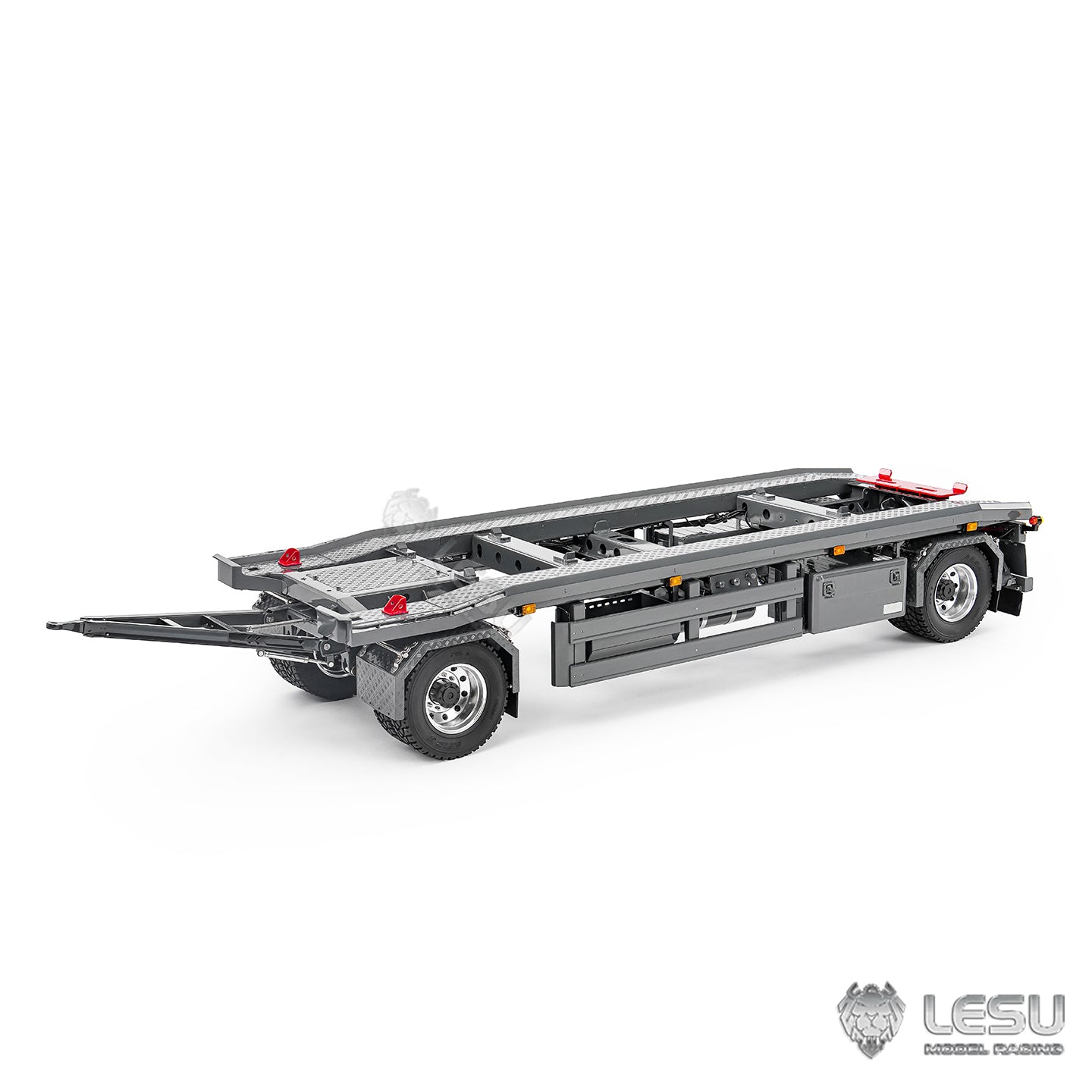 Finished 1/14 Metal RC Trailer A0065 Model Front Wheel Steerable for LESU Radio Controllrf Hydraulic Roll on off Dumper Tipper