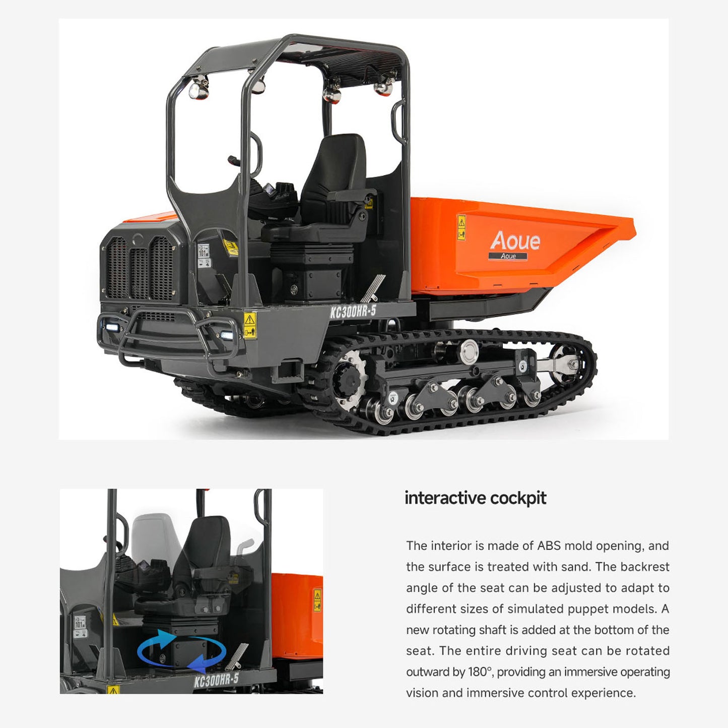 Metal LESU 1/14 Hydraulic Remote Control Tracked Dump Truck KC300HR-5 RC Dumper Model 180 Degree Rotation Openable Door Lights