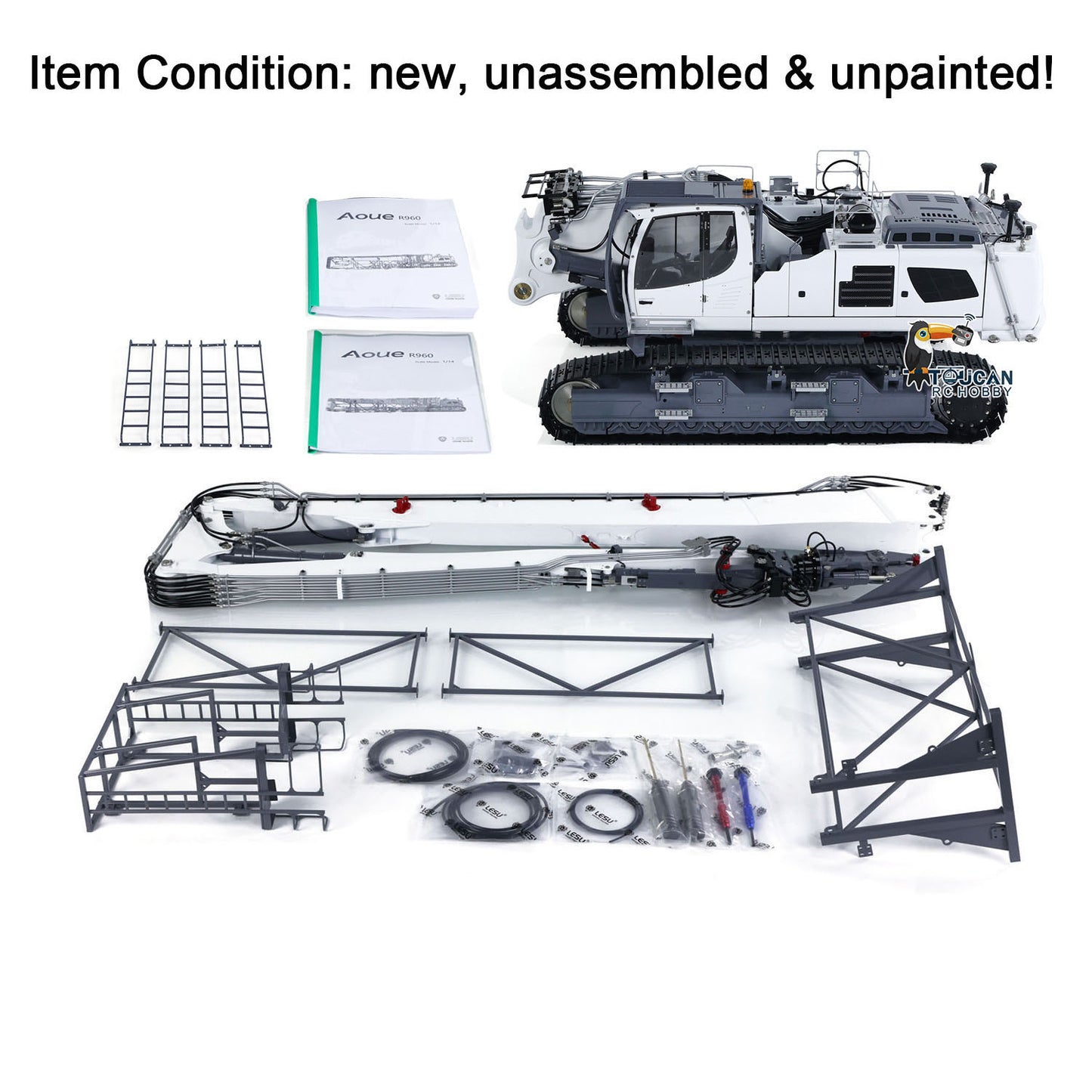 LESU Metal 1/14 RC Full Hydraulic Excavator LR960 KIT DIY Digger with Demolition or Digging Arm
