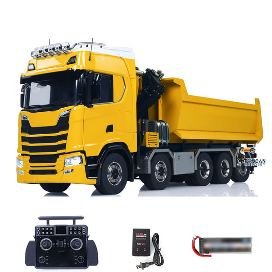 770S 10x10 1/14 Hydraulic Crane RC Tipper Car Metal Full Dump Truck RTR Battery
