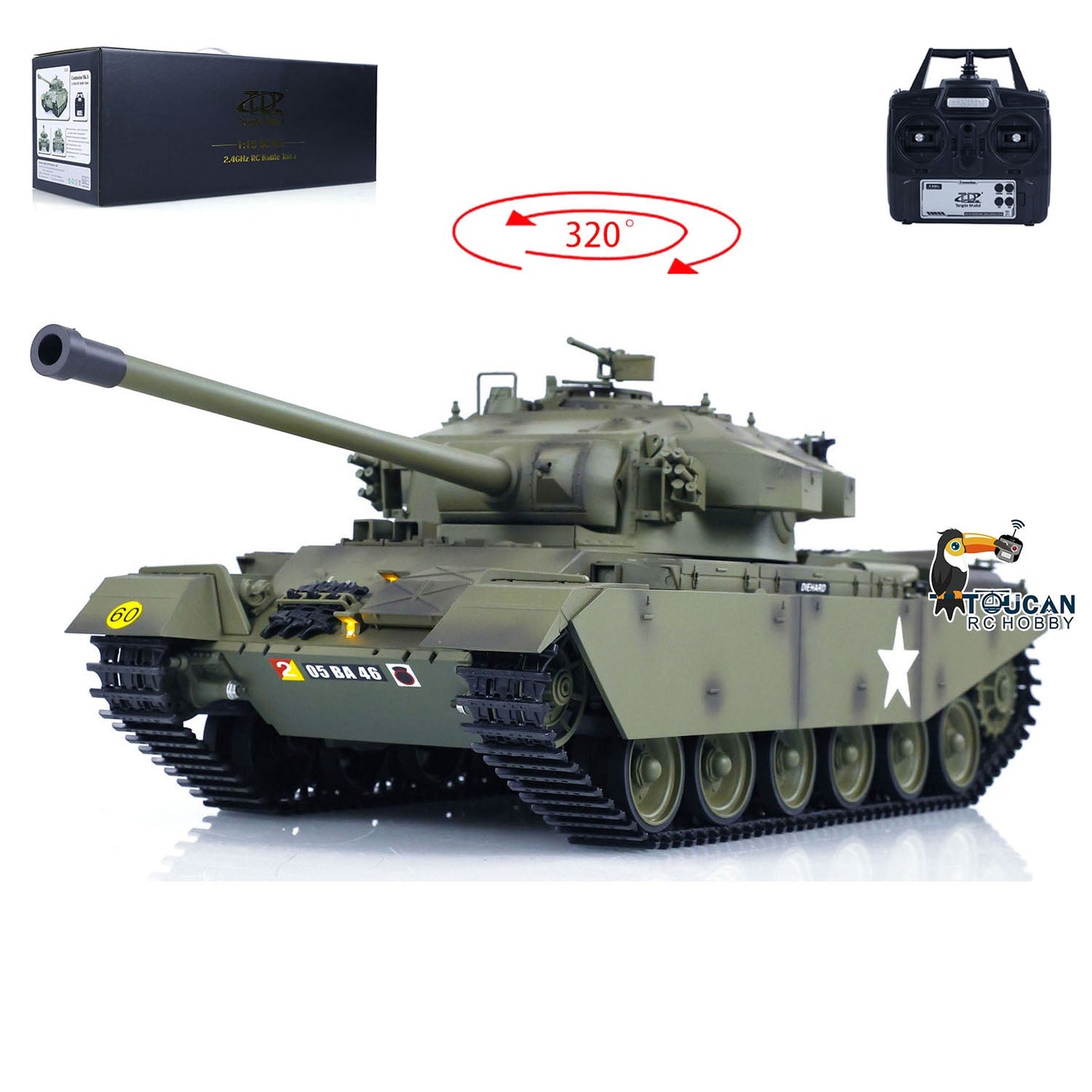 1/16 Tongde RC Infrared Battle Tank Remote Controlled Panzer Centurion MK5 Electric Tanks Combat System Painted Assembled Model