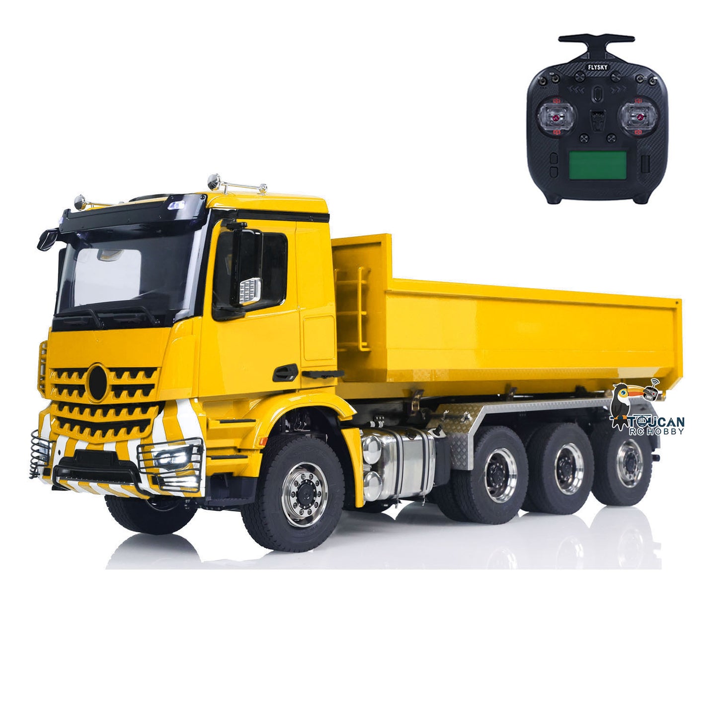 1/14 8x8 RC Hydraulic Dumper Car Roll On Full Dump Rear Axle Steering with U-shaped High Short Standard Bucket Timber Flatbed