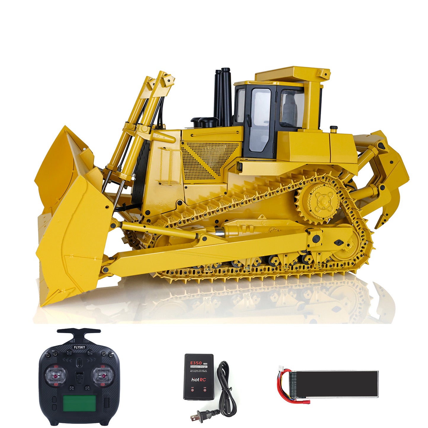 US STOCK Metal 1/14 RC Bulldozer Hydraulic DXR2 Remote Control D10T Tracked Dozer Model