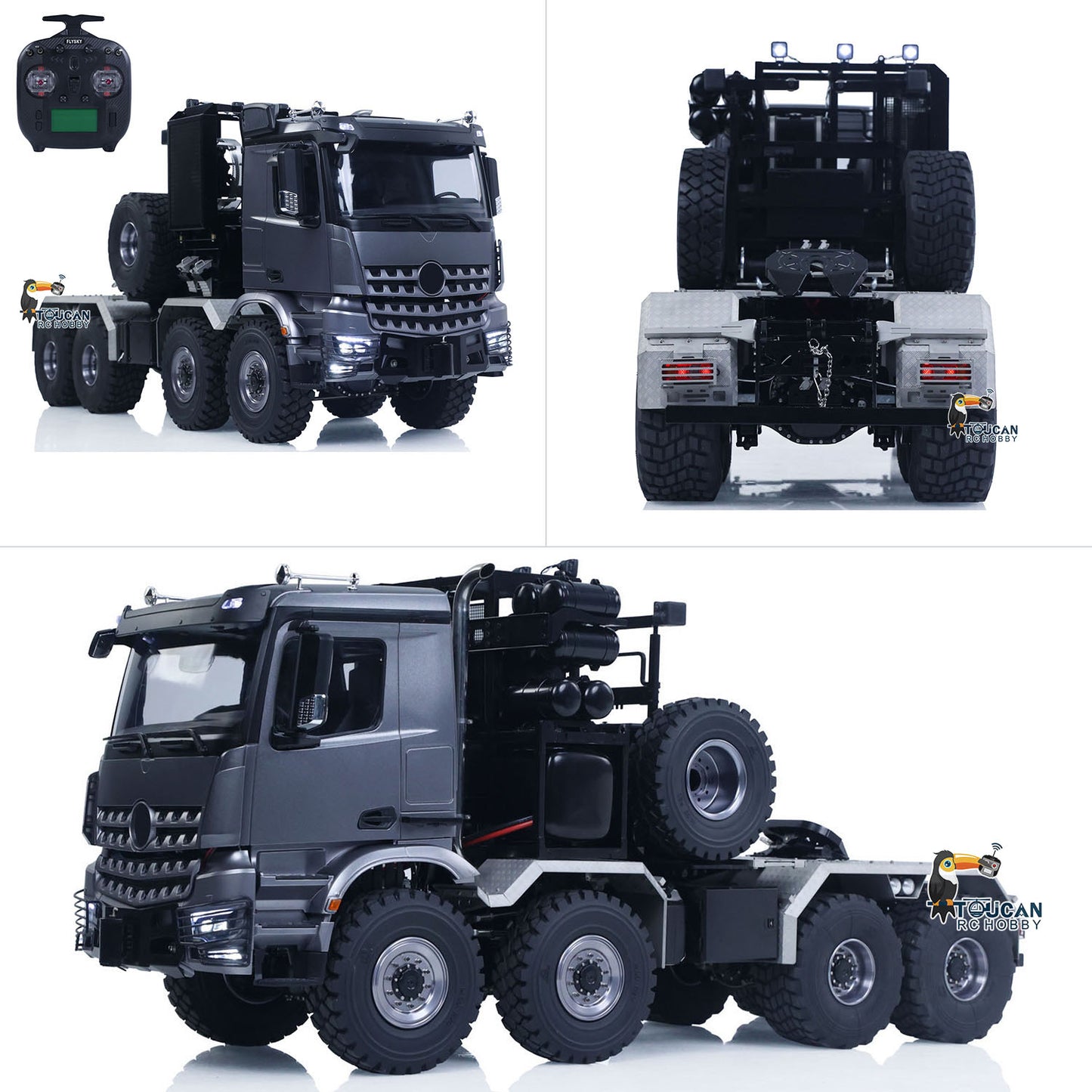 1/14 6x6 TOUCAN Hydraulic RC Dump Truck Metal Radio Controlled Tipper Car Differential Lock Light Sound FlySky I6S