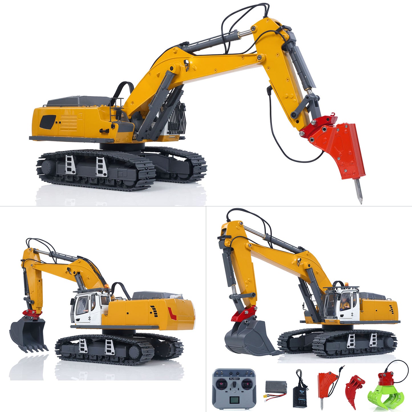 US STOCK 1/18 Kabolite 5901 100S Electric Lifting RC Excavator Flysky Remote Control Digger Engineering Vehicle Electric Ripper Hammer