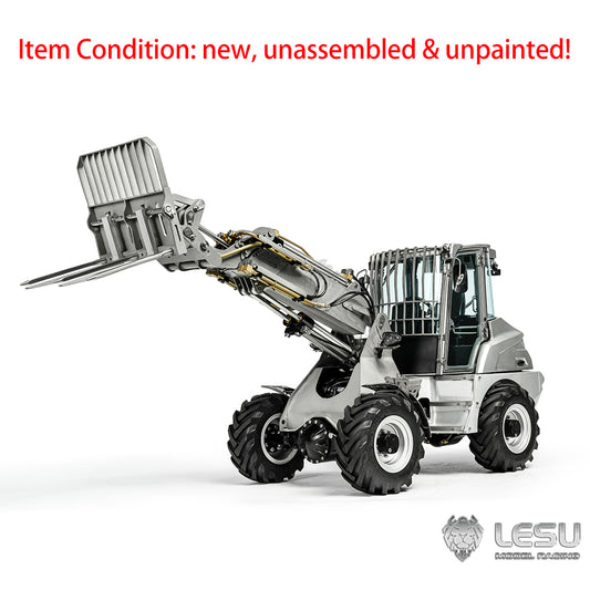 LESU 1/14 AT1050 RC Hydraulic Fork Radio Controlled Loader Telescopic Arm Car Kits Metal Shovel Rake Sieve Bucket Gripper Fork