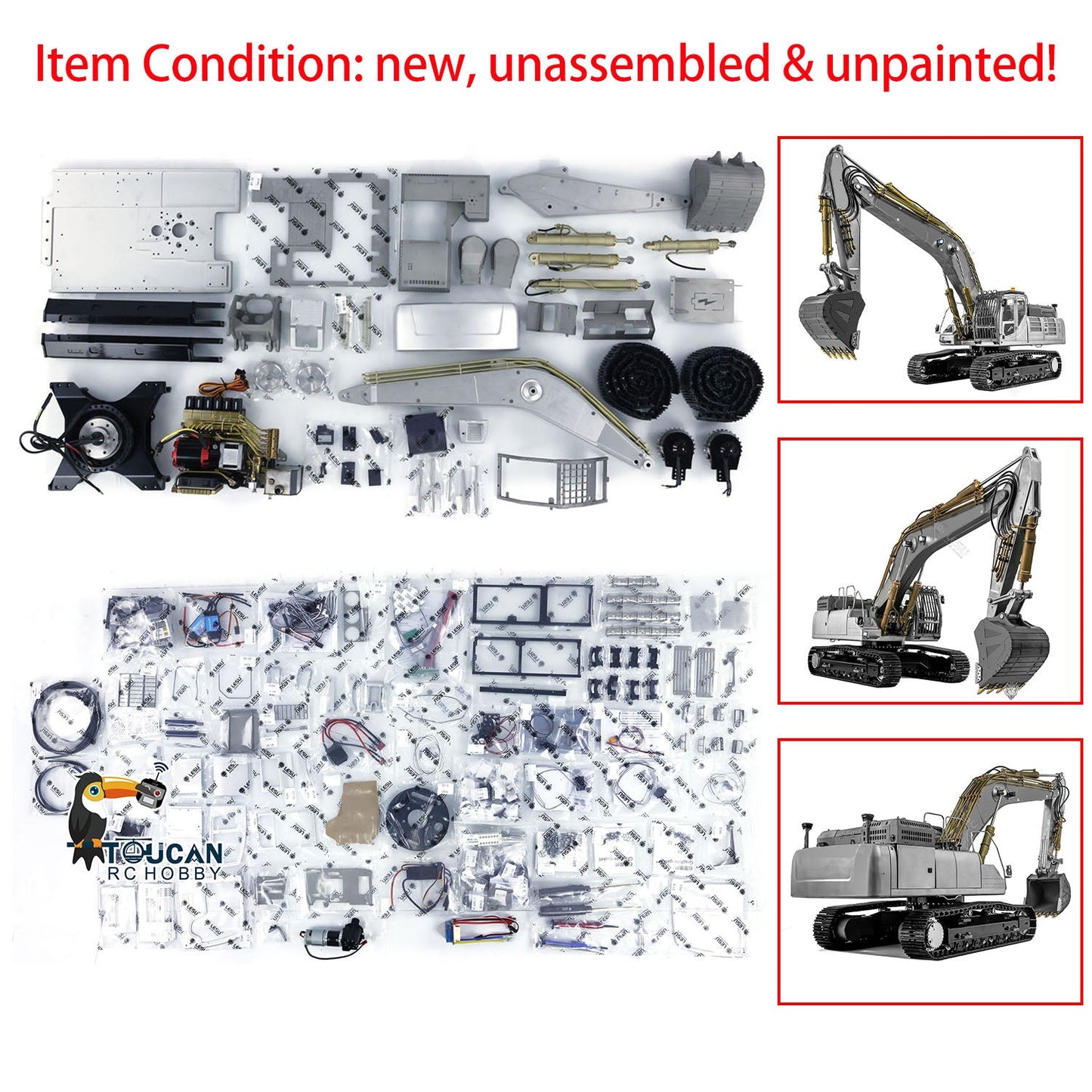 LESU 1/14 RC Hydraulic Euipment Excavator AOUE SK500 Metal Remote Controlled Digger Kits Hobby Model with Servo ESC Motor