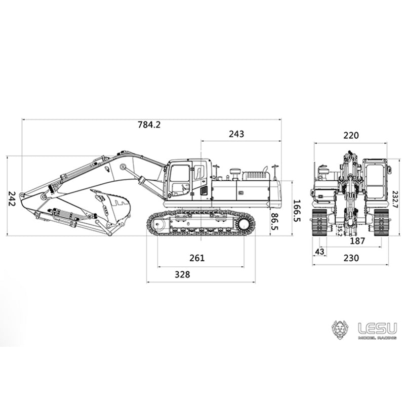 LESU 1/14 PC360 Metal RC Hydraulic Excavator DIY Hobby Model Track Cab Bucket Display Ripper Tree Digging Tool fork Arm Crusher