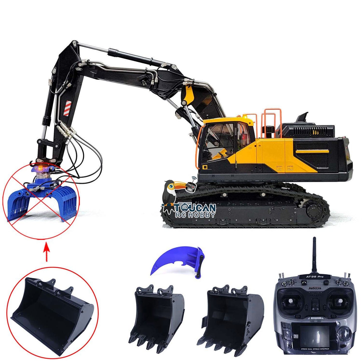 1/14 MTMODEL EC380 3 Arms Metal Hydraulic Tracked RC Excavator Assembled and Painted Construction Vehicle Heavy Digger Machine