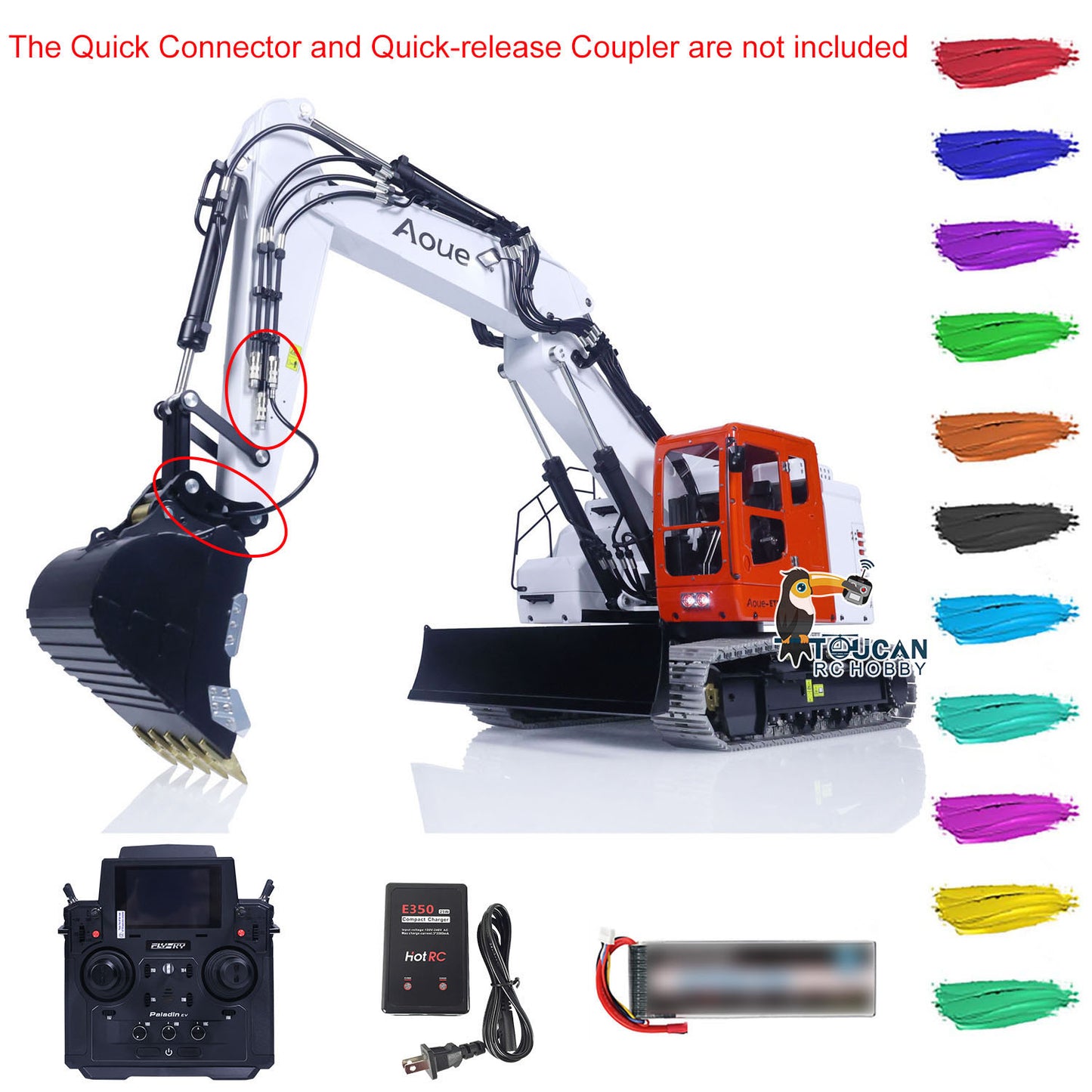 LESU Assembled 1/14 Metal Aoue ET26L Hydraulic RC Excavator PL18EV Valve ESC GPS